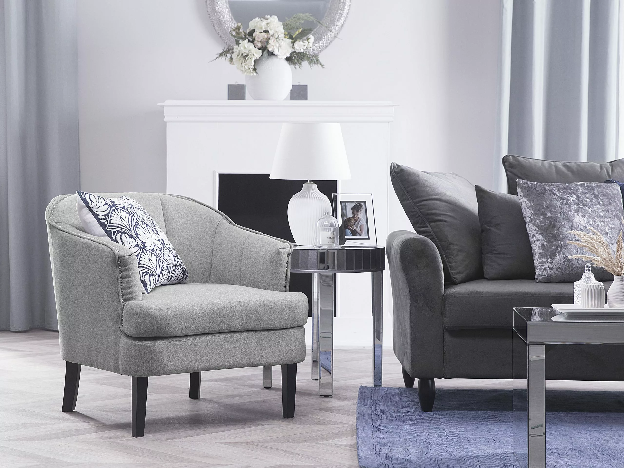 Beliani Nojatuoli Kangas Harmaa ELVERUM - Image 2