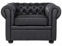 Beliani Musta Nahkaverhoiltu Nojatuoli CHESTERFIELD 11 Beliani Musta Nahkaverhoiltu Nojatuoli CHESTERFIELD -Käsinojalliset tuolit Winkel undef src sa picid 538222 type whitesh image 1