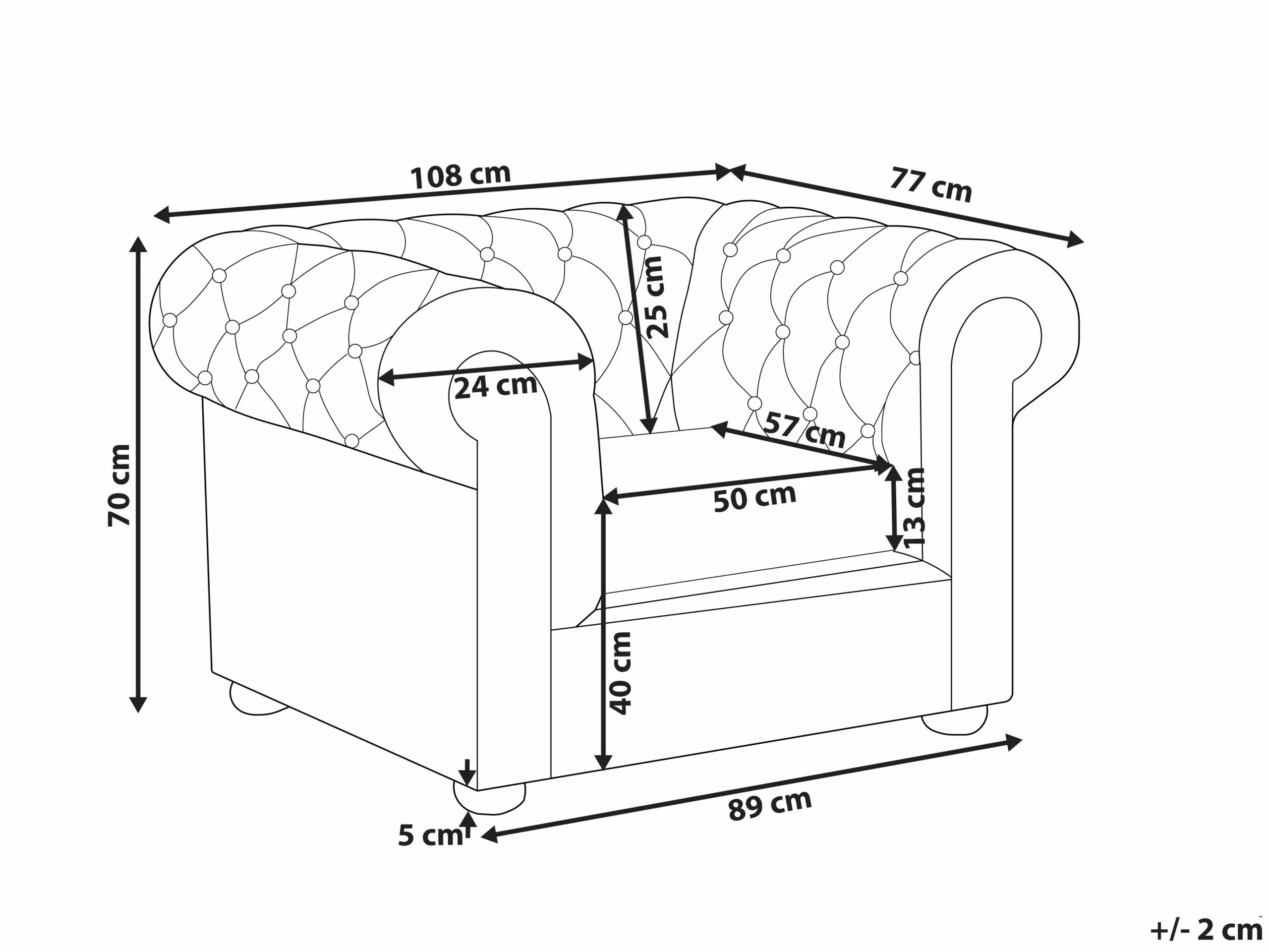 Beliani Musta Nahkaverhoiltu Nojatuoli CHESTERFIELD 9 Beliani Musta Nahkaverhoiltu Nojatuoli CHESTERFIELD - Image 9