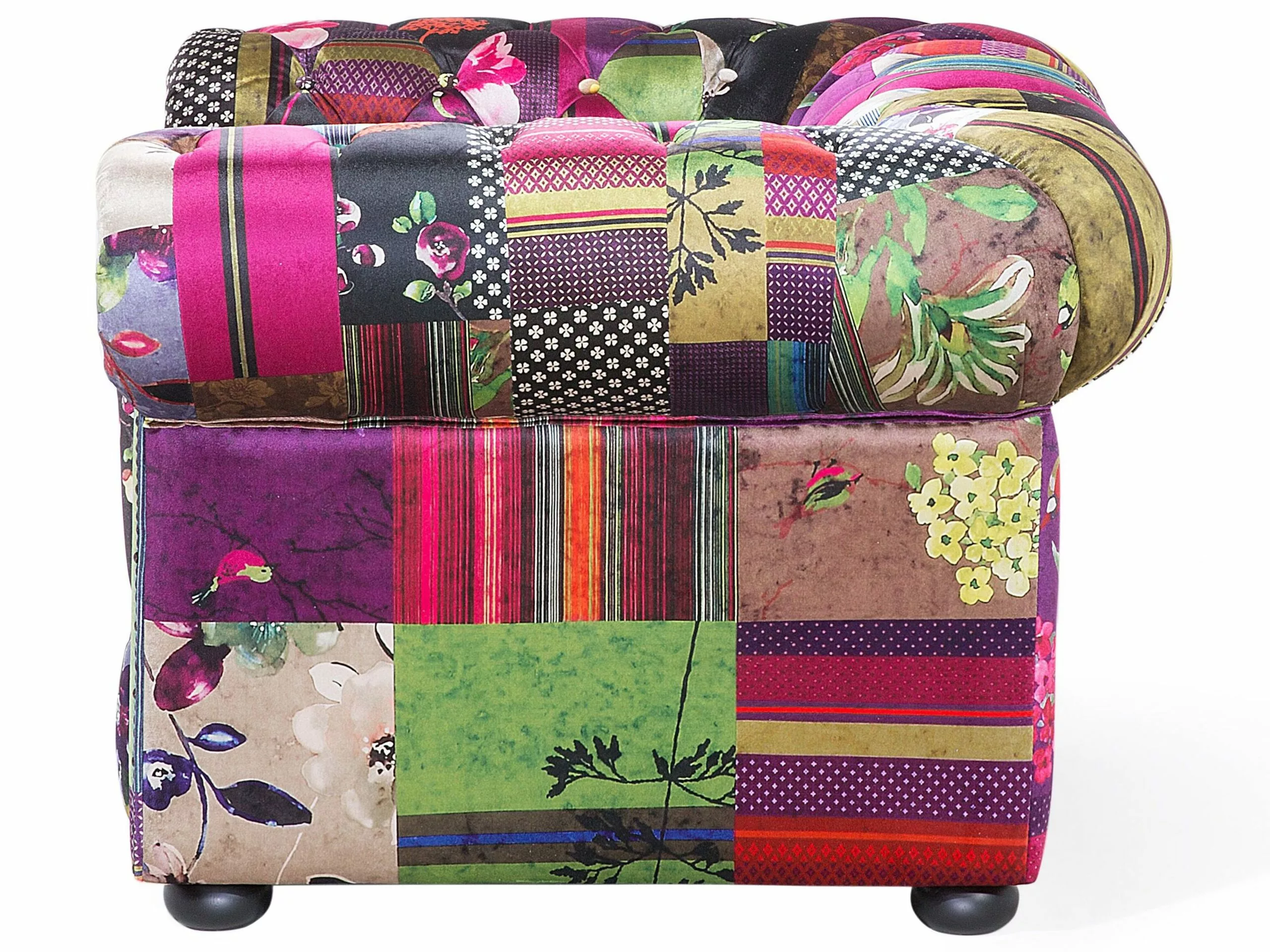 Beliani Violetti Kangasverhoiltu Nojatuoli Tilkkutäkkikuviolla CHESTERFIELD - Image 5