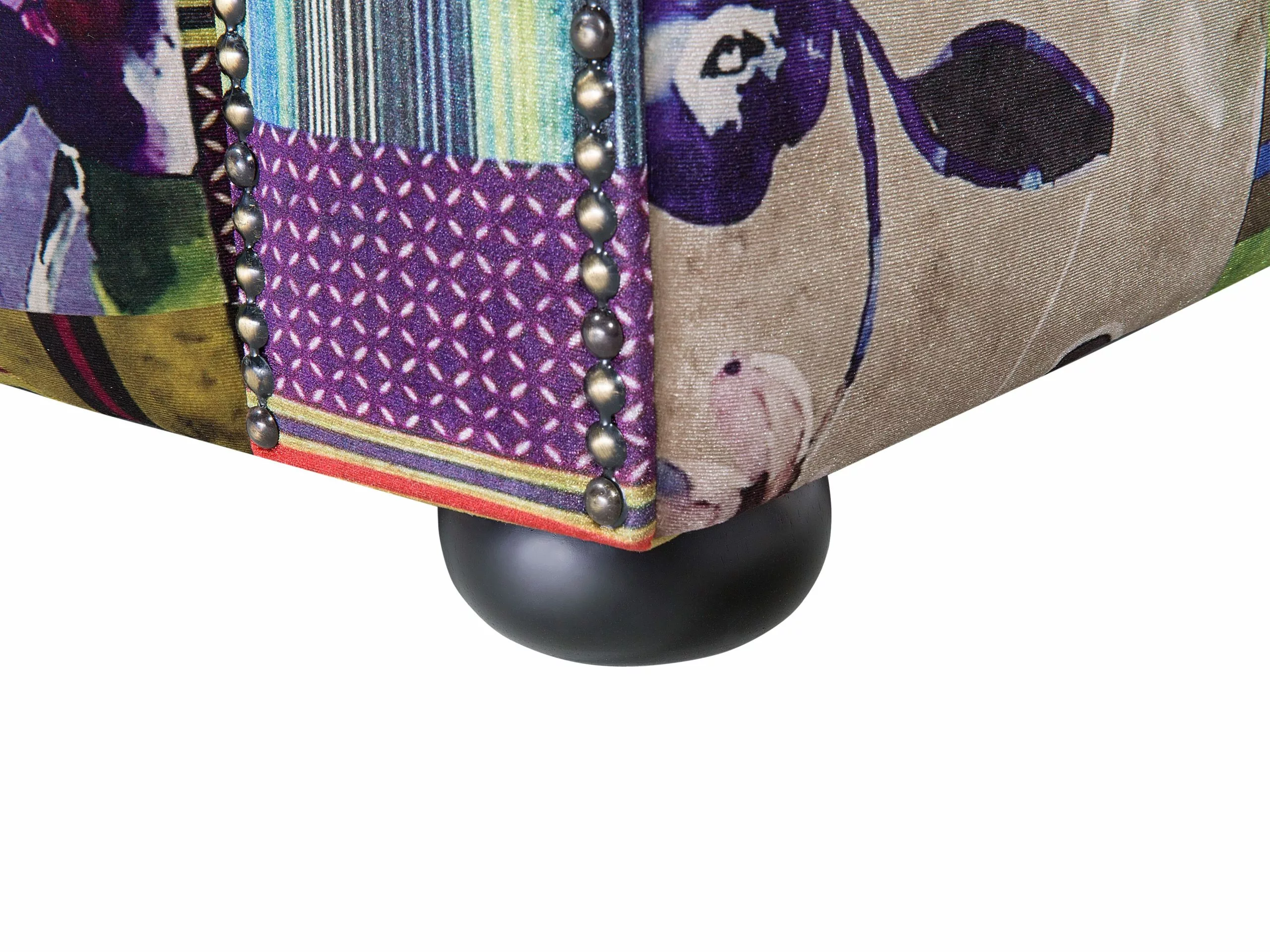 Beliani Violetti Kangasverhoiltu Nojatuoli Tilkkutäkkikuviolla CHESTERFIELD - Image 8