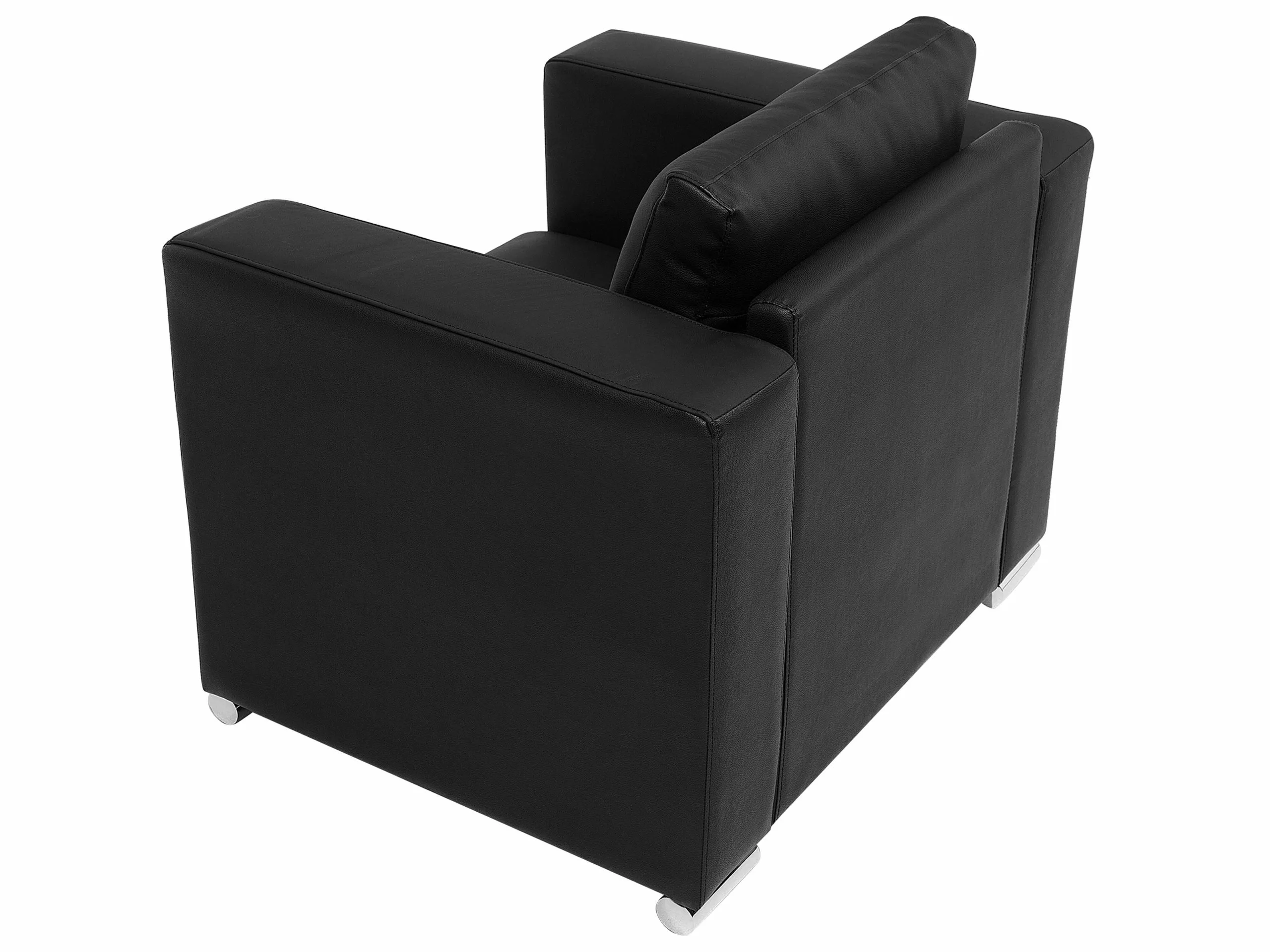 Beliani Musta Nahkaverhoiltu Nojatuoli HELSINKI - Image 8