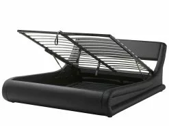 Beliani Sänky Keinonahka Säilytystila Musta AVIGNON Useita Kokoja