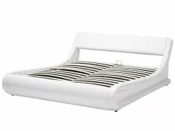 Beliani Sänky Keinonahka Säilytystila Valkoinen AVIGNON Useita Kokoja -Käsinojalliset tuolit Winkel undef src sa picid 689746 type whitesh image