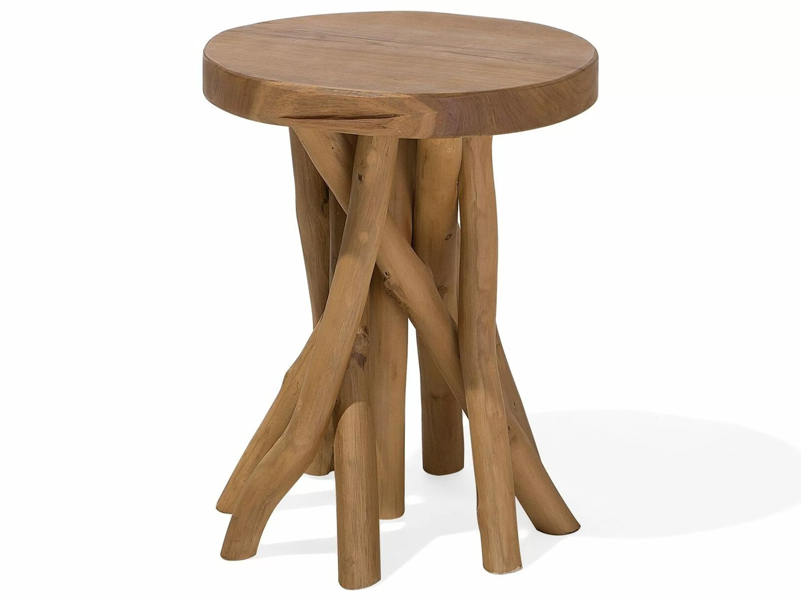 Beliani Sivupöytä Vaalea Tiikkipuu MERRITT