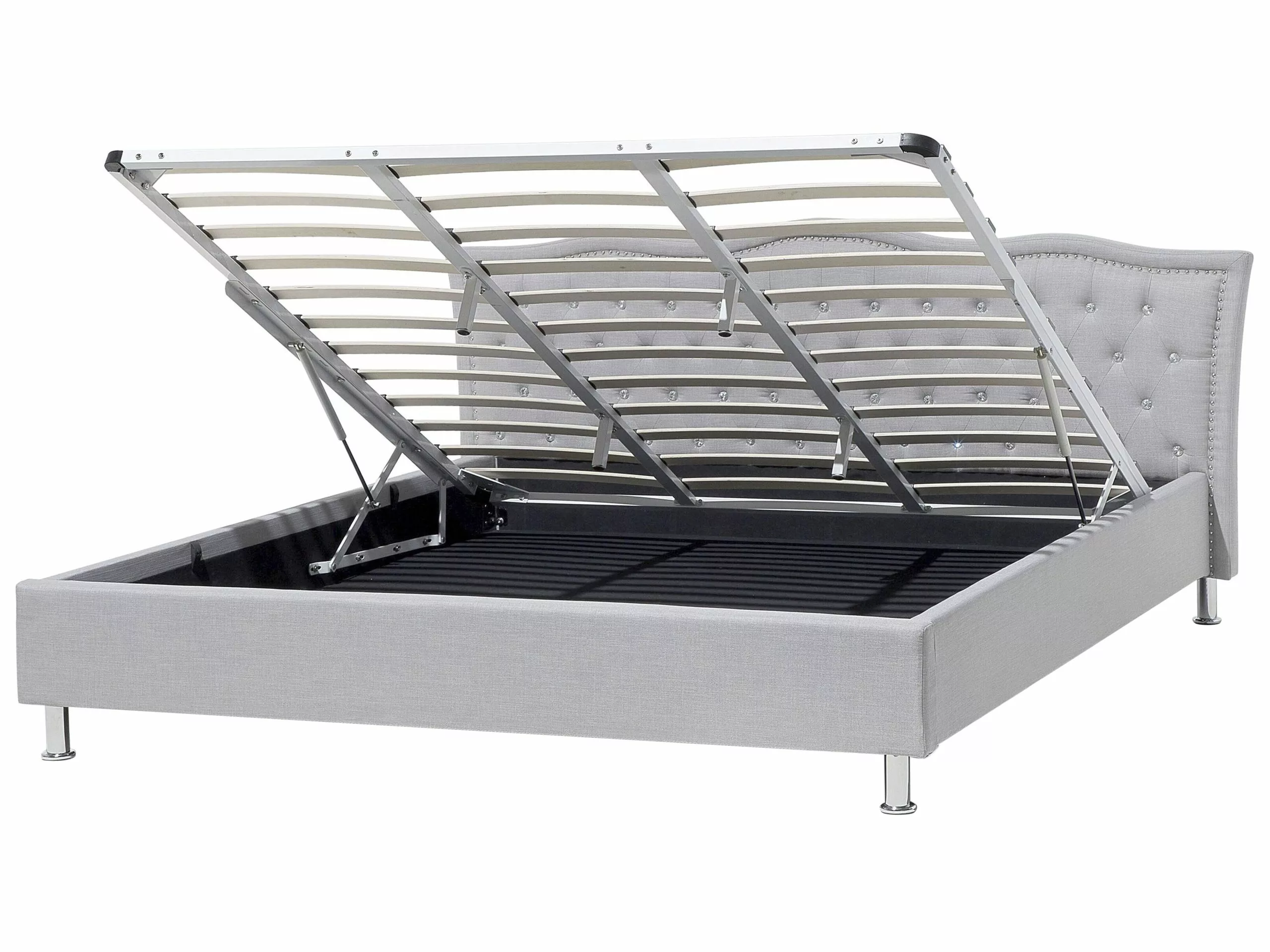 Beliani Sänky Kangas Säilytystila Vaaleanharmaa METZ Useita Kokoja