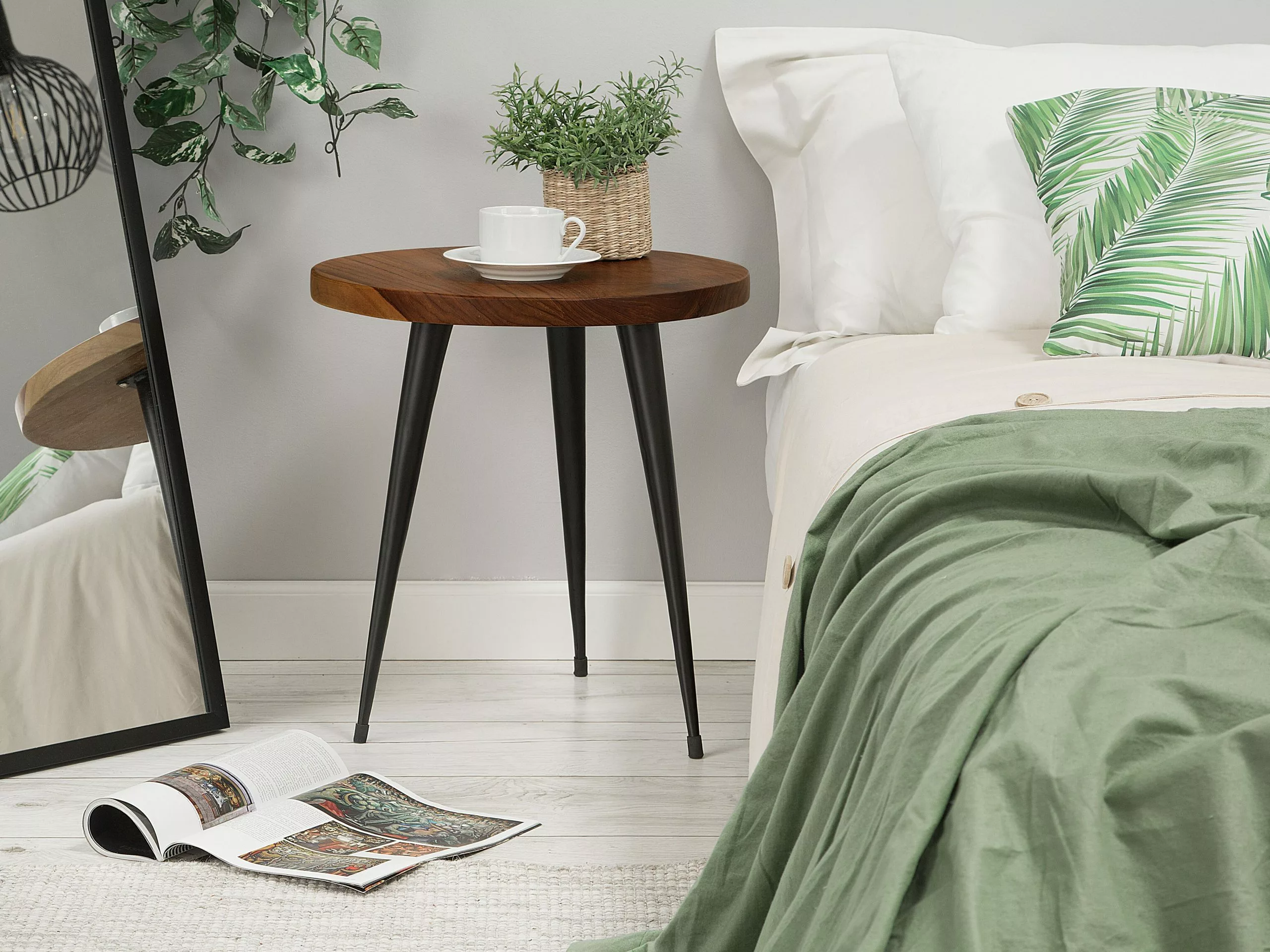 Beliani Sivupöytä Tiikki Tumma Puu/musta DETAH - Image 2