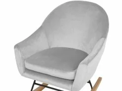 Beliani Keinutuoli Sametti Vaaleanharmaa OXIE -Käsinojalliset tuolit Winkel undef src sa picid 716218 type whitesh image