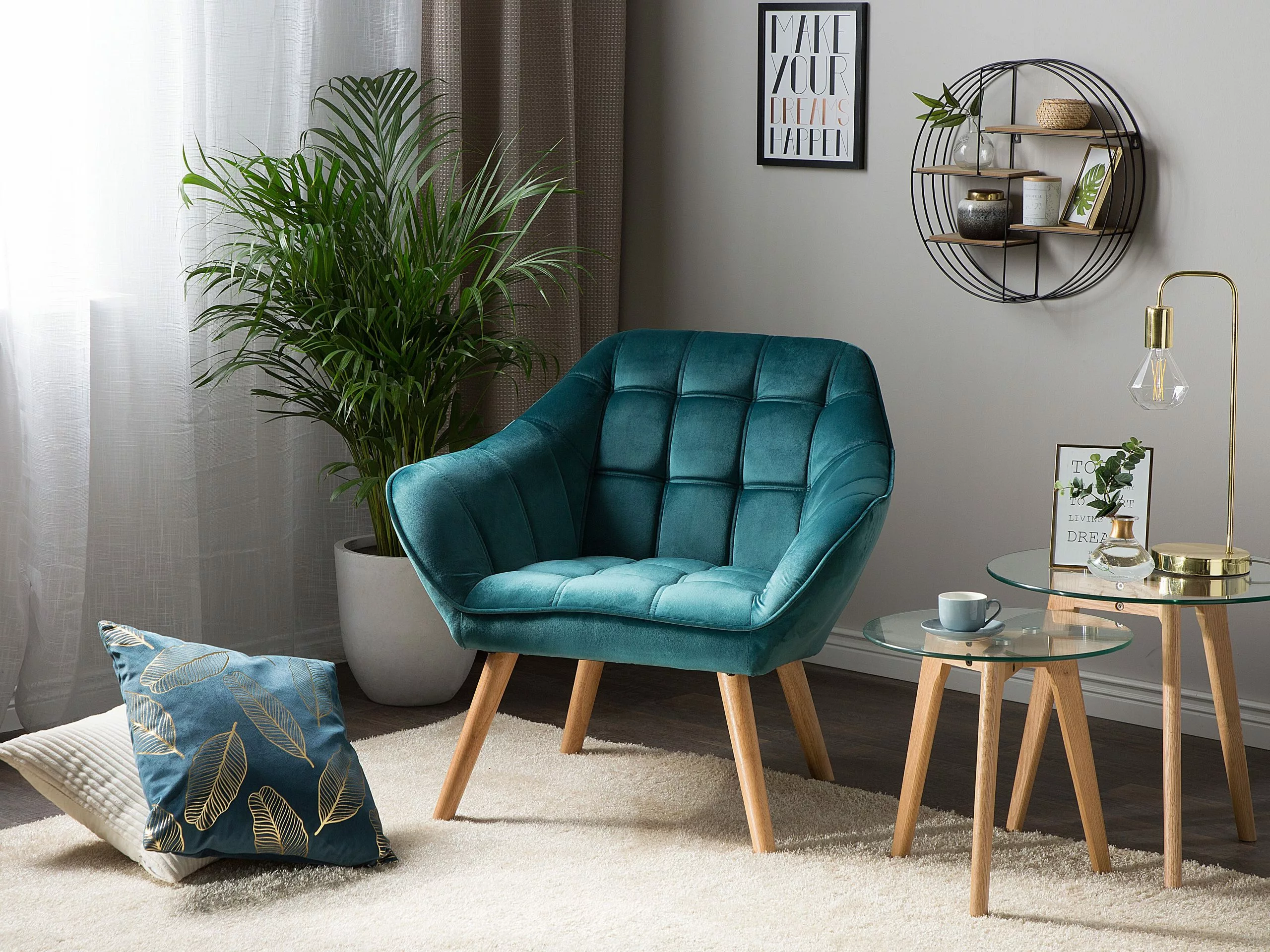 Beliani Nojatuoli Samettinen Sinivihreä KARIS - Image 2