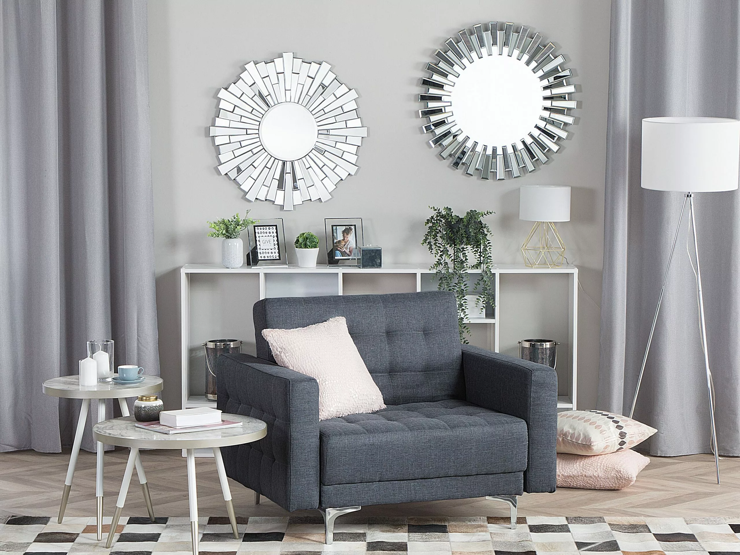 Beliani Tummanharmaa Kangasverhoiltu Nojatuoli ABERDEEN 2 Beliani Tummanharmaa Kangasverhoiltu Nojatuoli ABERDEEN - Image 2