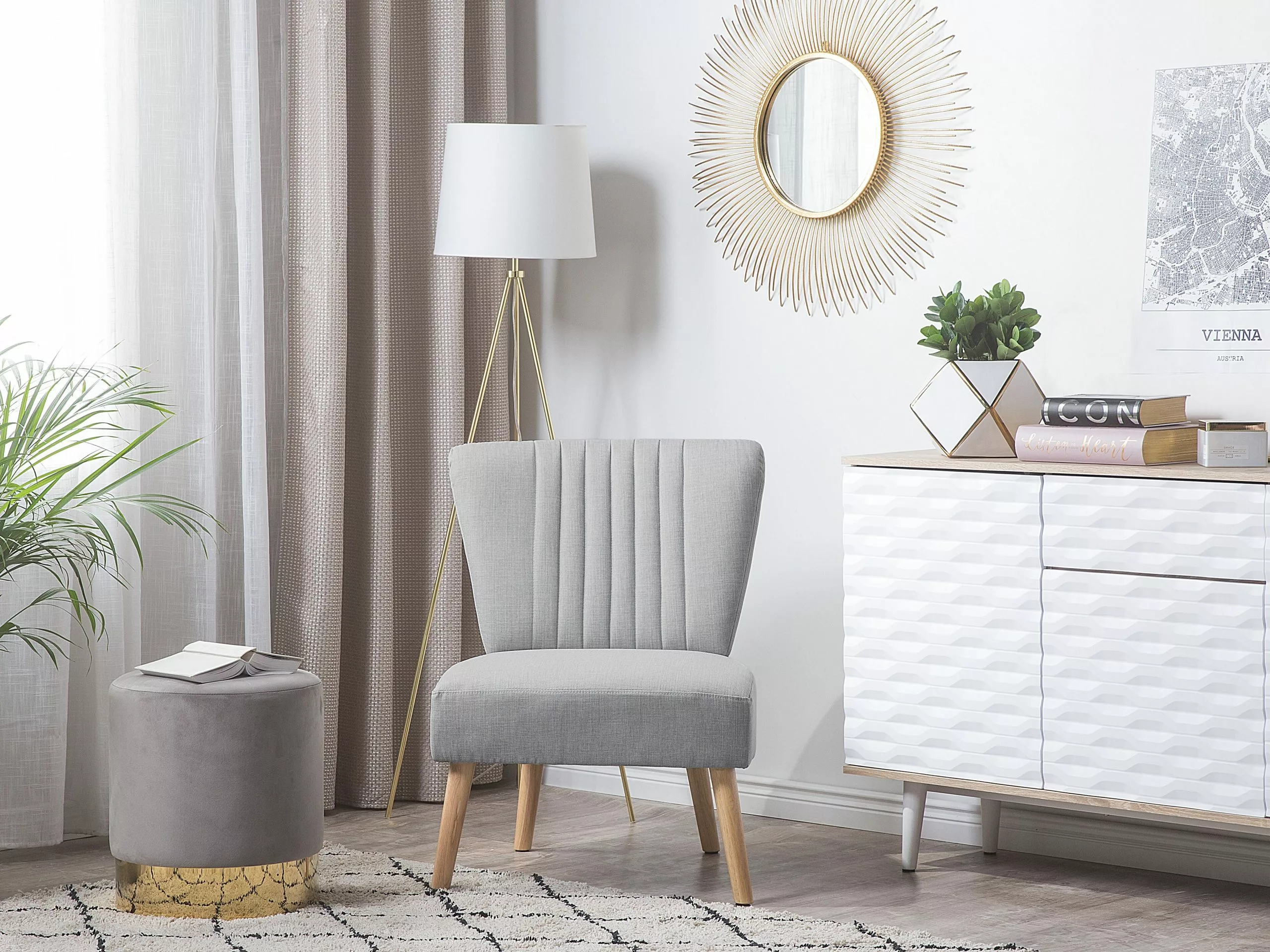 Beliani Nojatuoli Kankainen Harmaa VAASA - Image 2