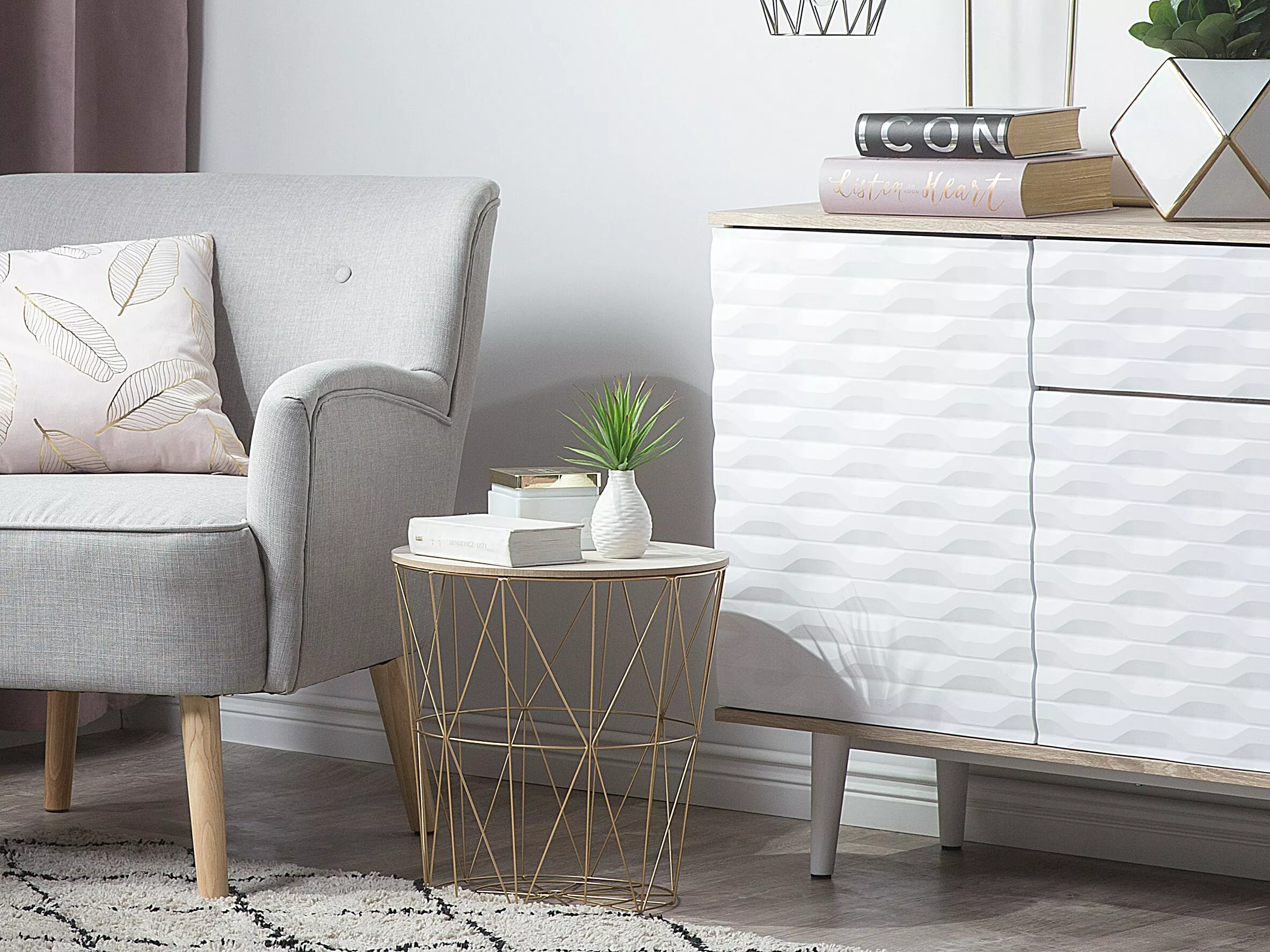 Beliani Sivupöytä Metalli Säilytystila Kulta LANARK - Image 2