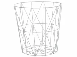 Beliani Sivupöytä Metalli Säilytystila Valkoinen LANARK -Käsinojalliset tuolit Winkel undef src sa picid 721391 type whitesh image