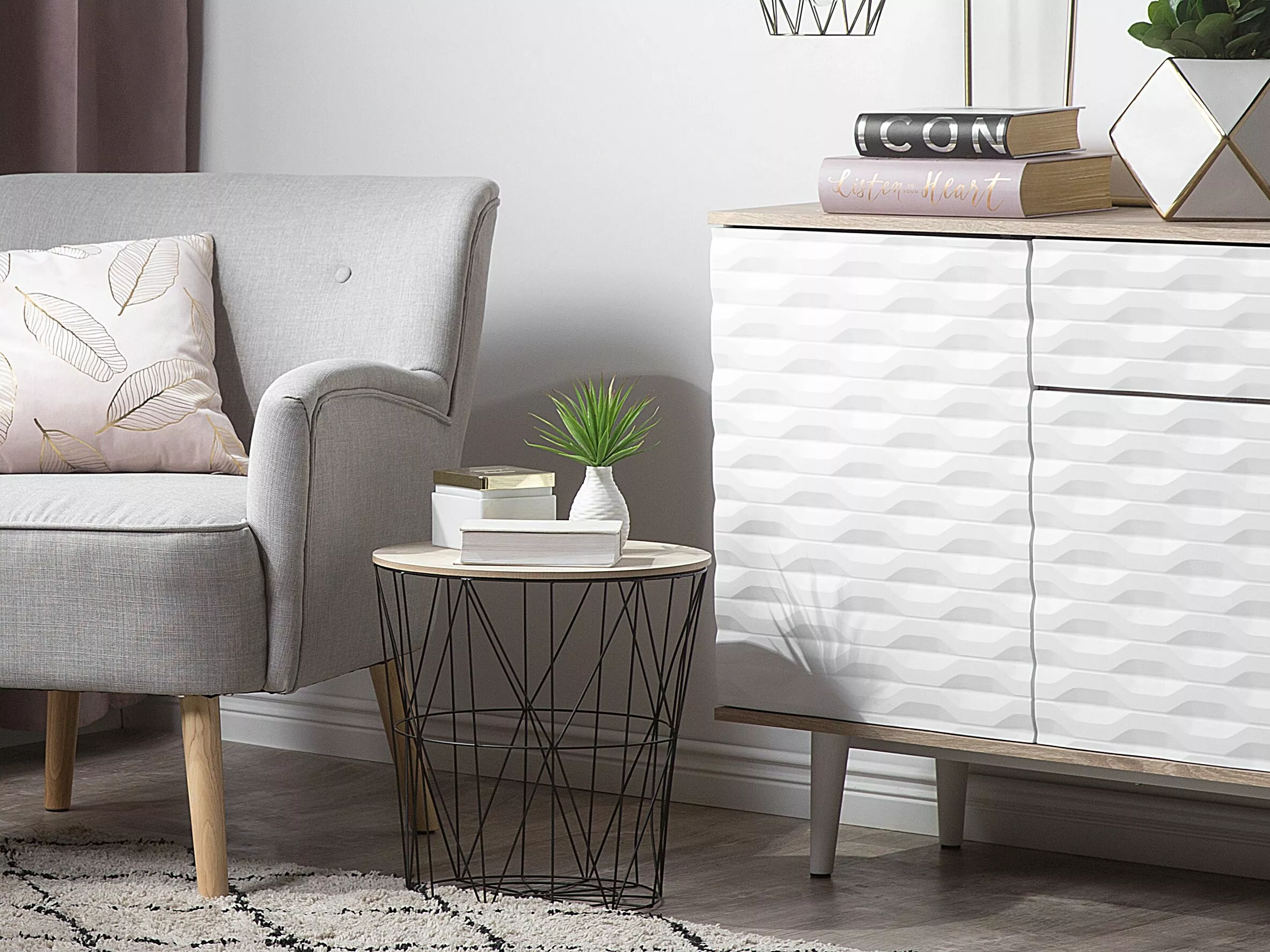 Beliani Sivupöytä Metalli Säilytystila Musta LANARK - Image 2