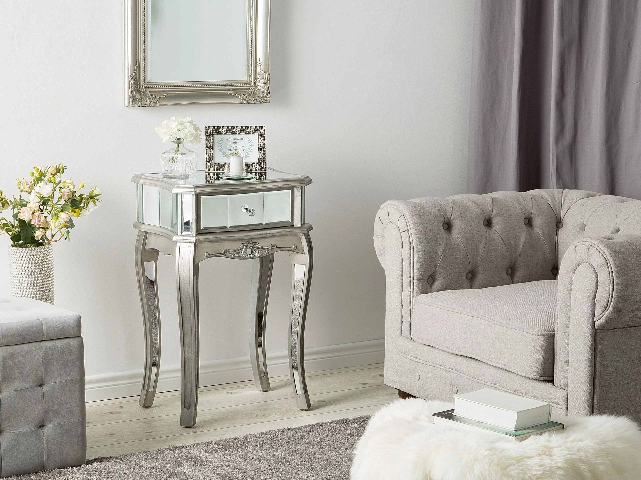 Beliani Konsolipöytä Peililasi Laatikko Hopea SOMMA 2 Beliani Konsolipöytä Peililasi Laatikko Hopea SOMMA - Image 2