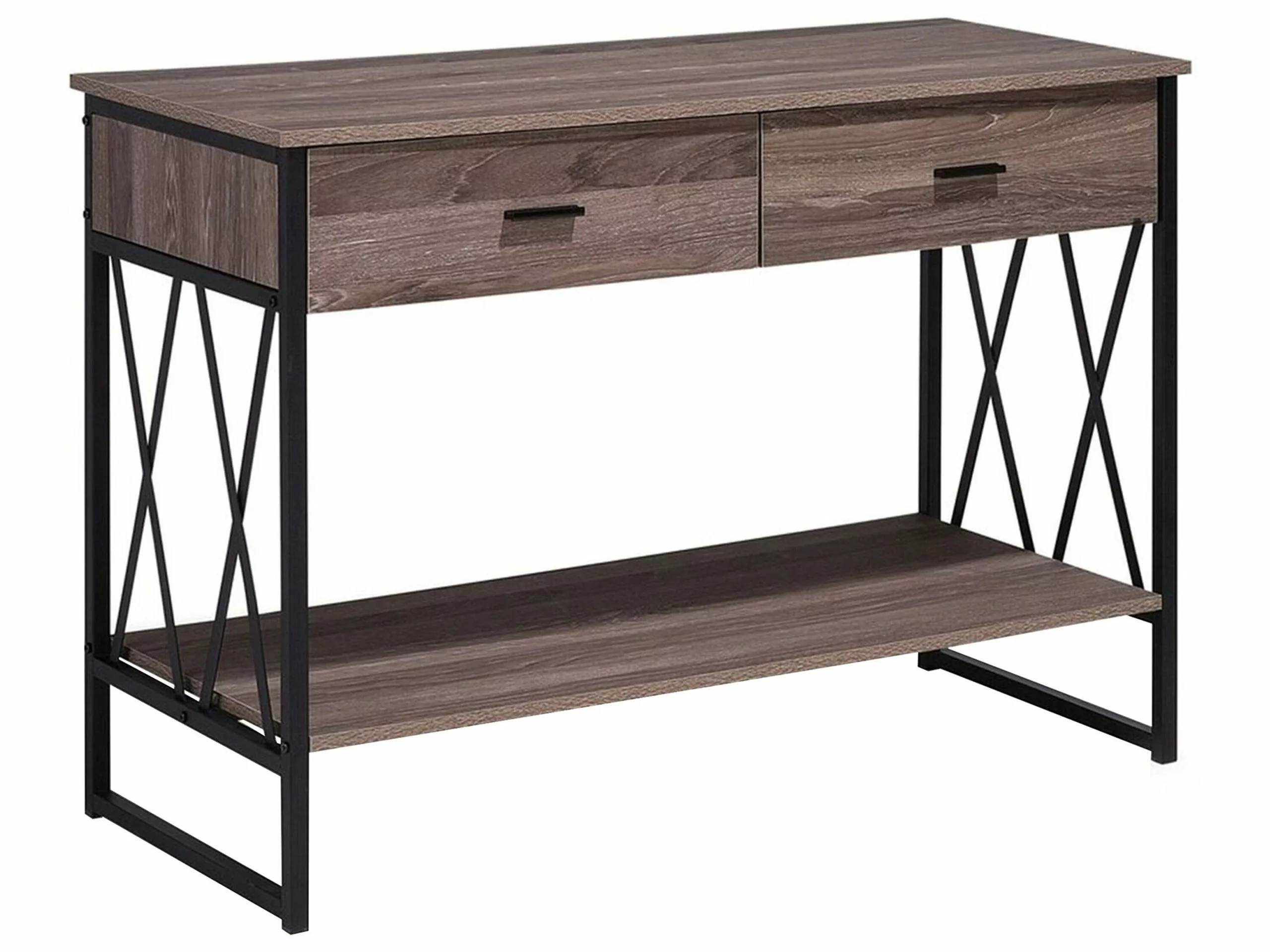 Beliani Konsolipöytä 2 Laatikkoa Ruskeanharmaa/musta AYDEN 1 Beliani Konsolipöytä 2 Laatikkoa Ruskeanharmaa/musta AYDEN