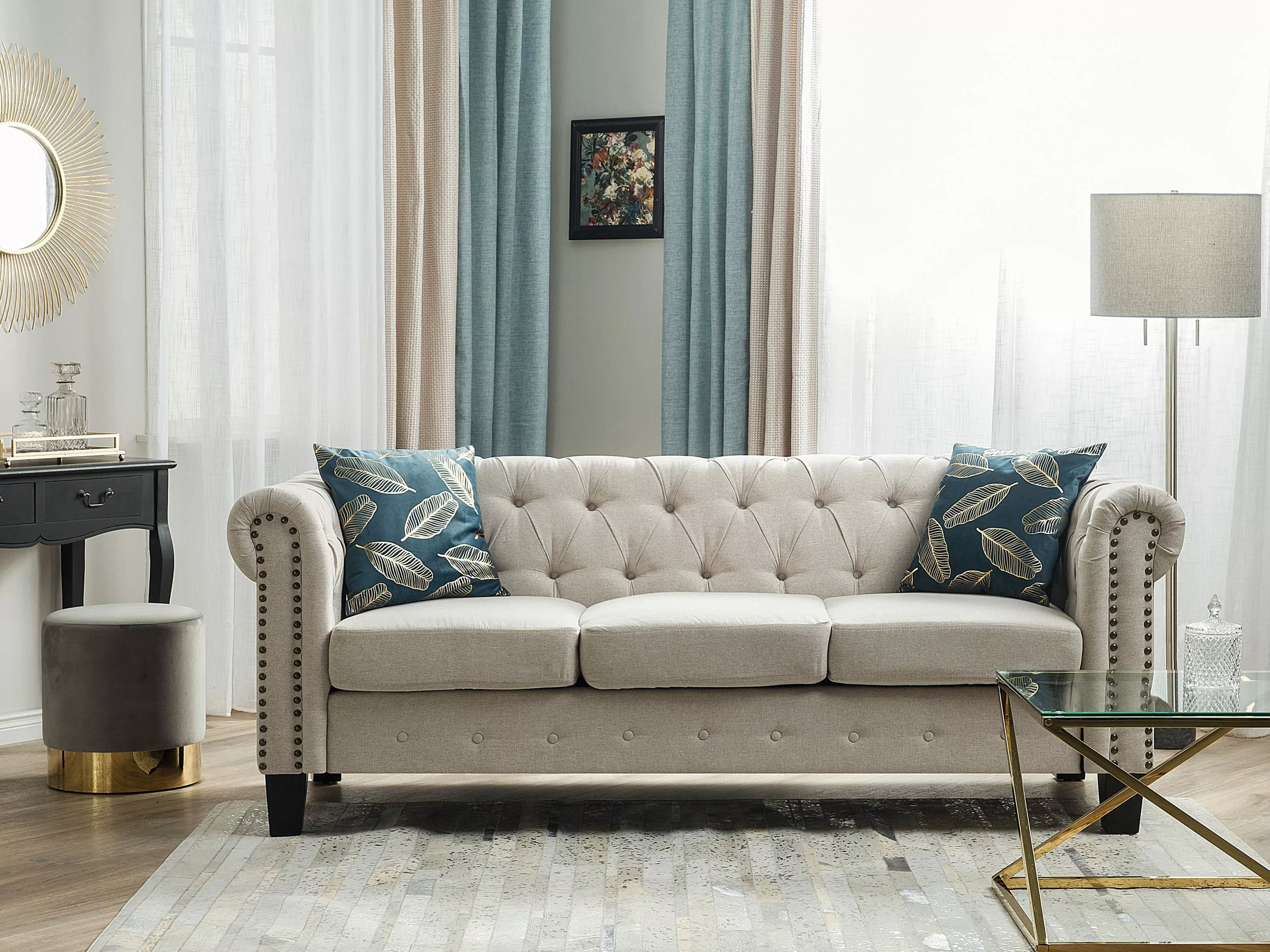 Beliani Sivupöytä Lasitasolla Rosteri Kulta BEVERLY - Image 3