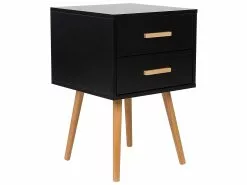 Beliani Yöpöytä 2 Laatikkoa Musta ALABAMA