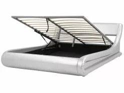 Beliani Sänky Keinonahka Säilytystila Hopea AVIGNON Useita Kokoja