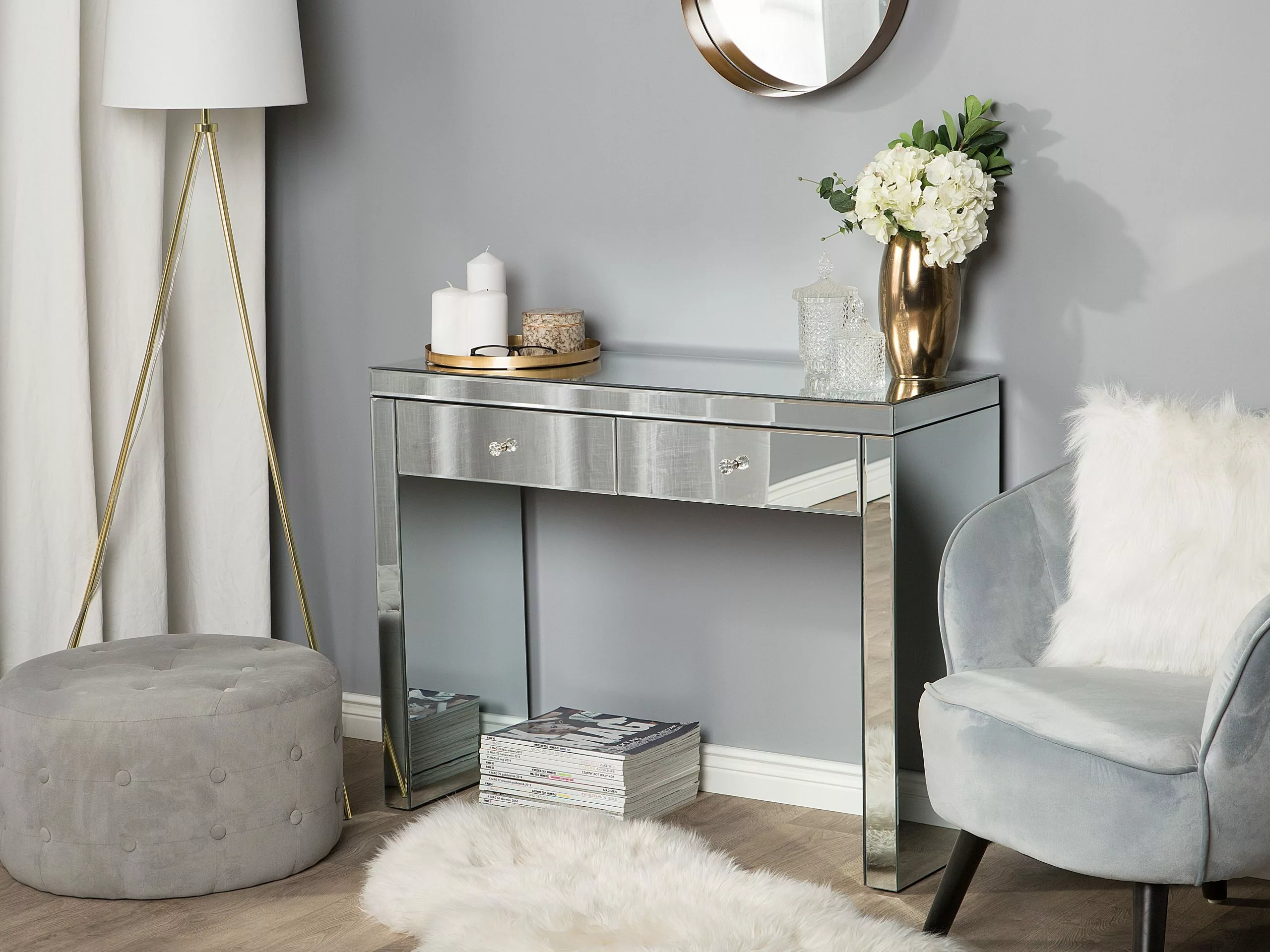 Beliani Konsolipöytä Peililasi 2 Laatikkoa Hopea MARLE 2 Beliani Konsolipöytä Peililasi 2 Laatikkoa Hopea MARLE - Image 2