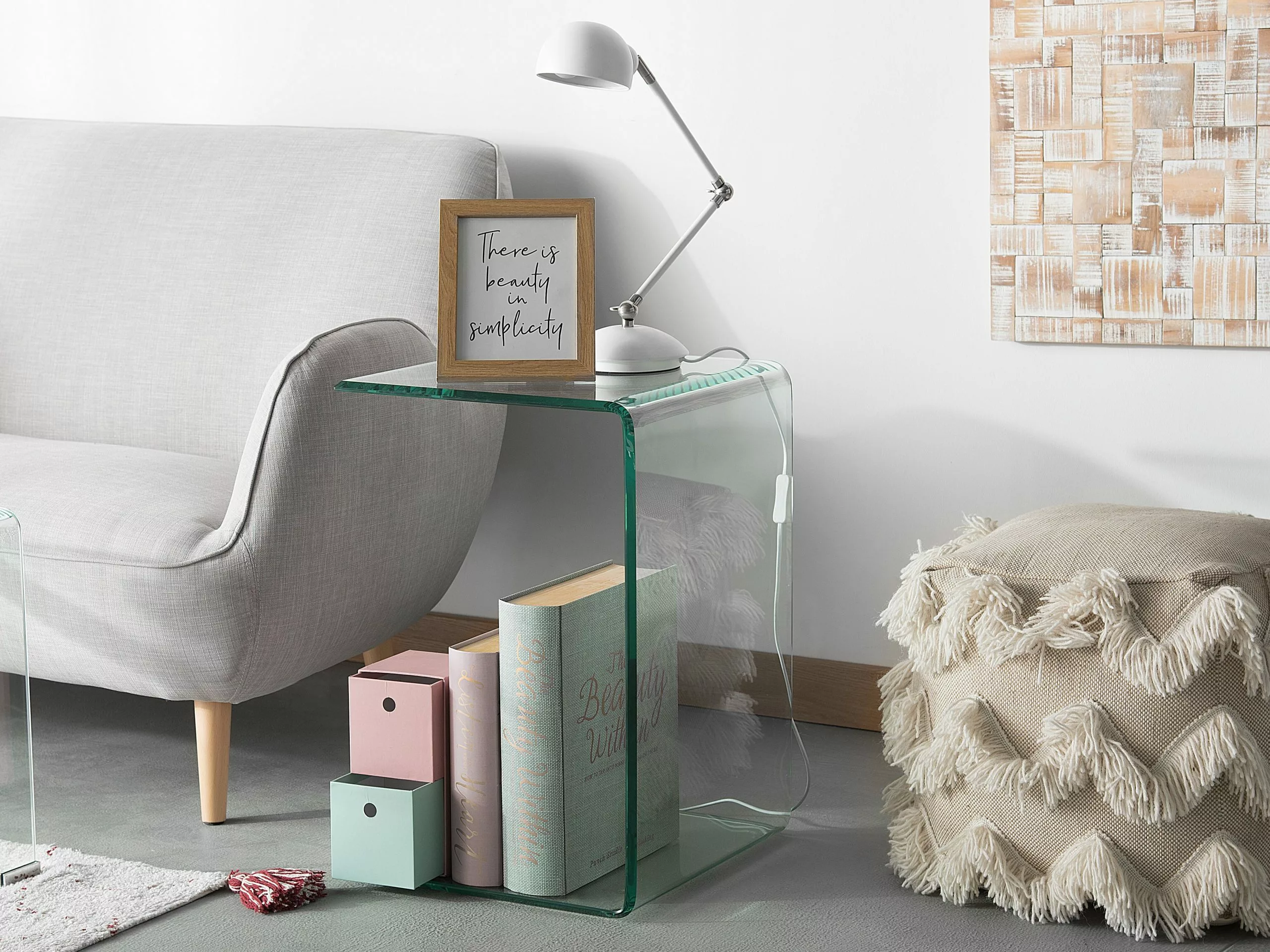 Beliani Sivupöytä Lasi Kirkas LOURDES - Image 2