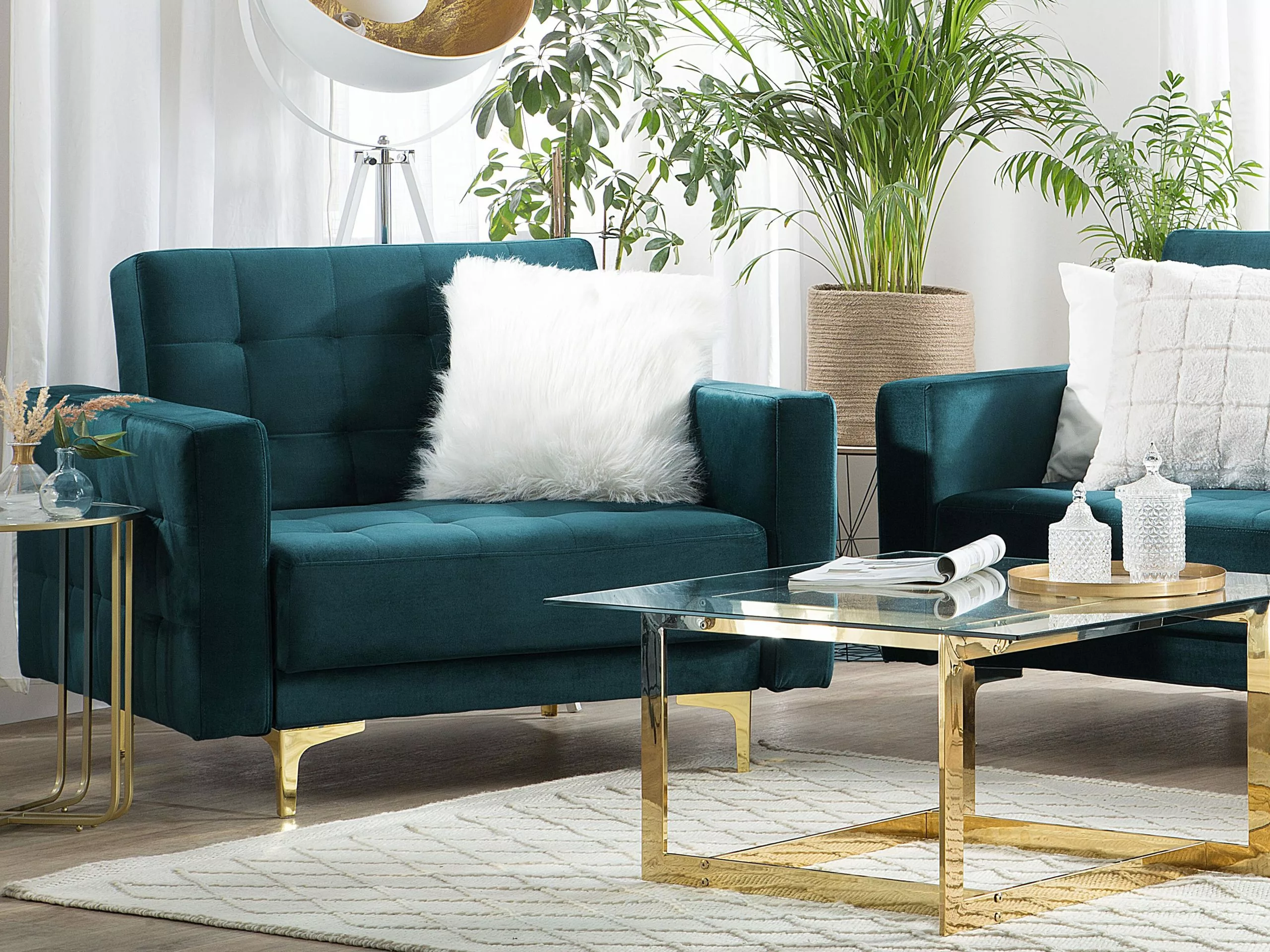 Beliani Sinivihreä Samettiverhoiltu Nojatuoli ABERDEEN 2 Beliani Sinivihreä Samettiverhoiltu Nojatuoli ABERDEEN - Image 2