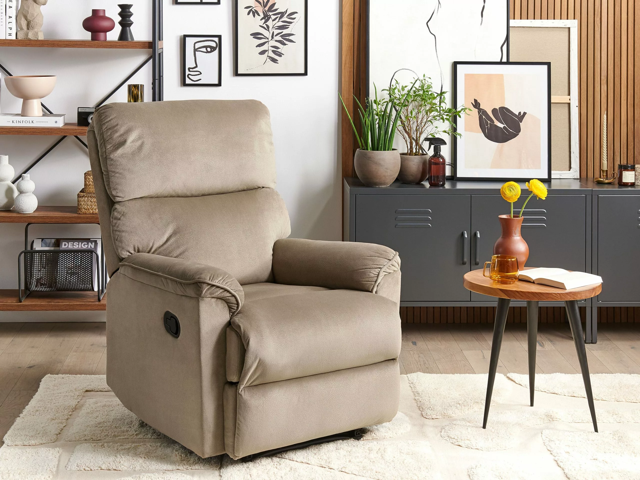 Beliani Ruskea Kangasverhoiltu Säädettävä Nojatuoli EVERTON - Image 2