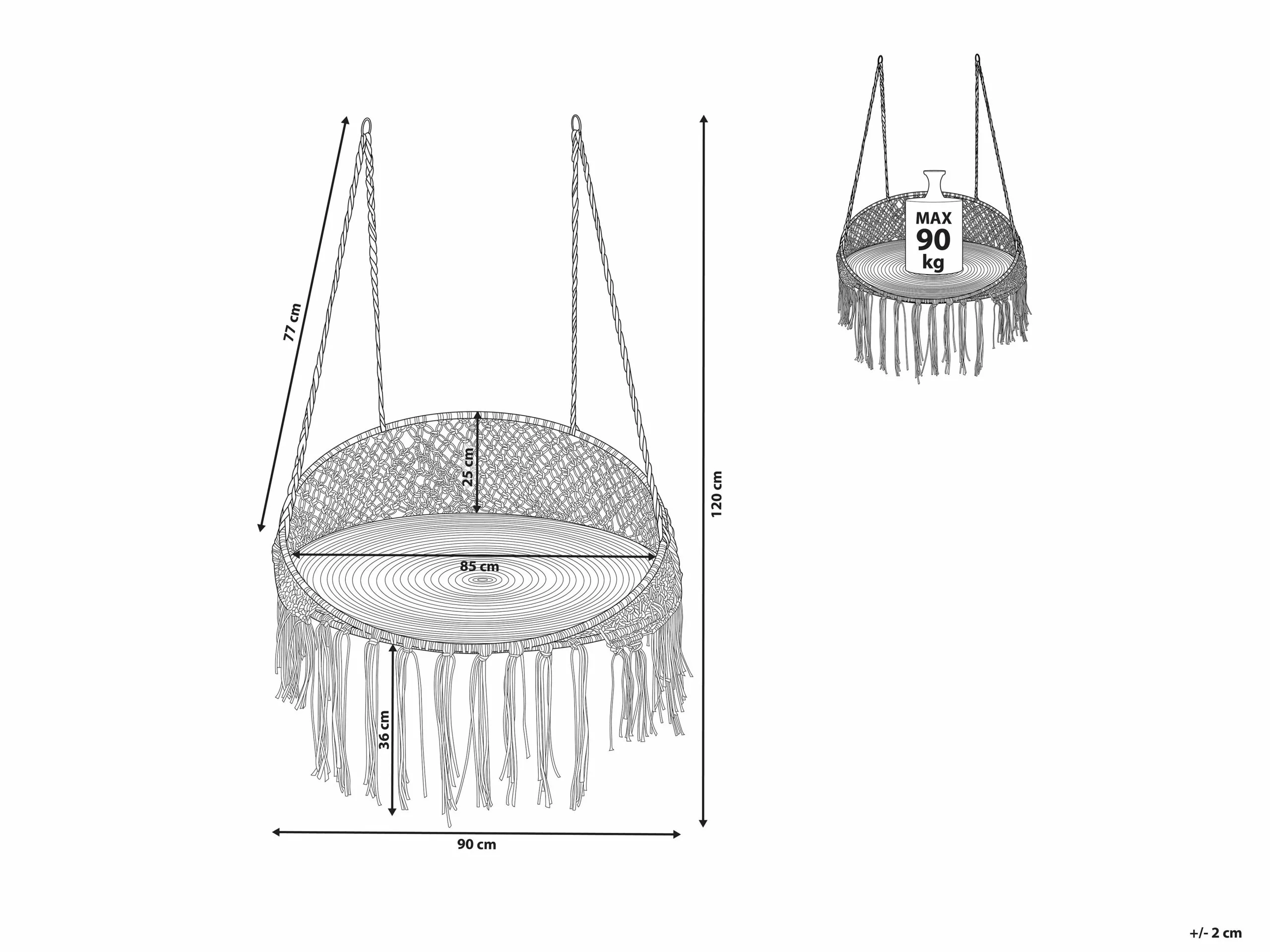 Beliani Riippuva Tuoli Kankainen Musta BUNYAN 8 Beliani Riippuva Tuoli Kankainen Musta BUNYAN - Image 8