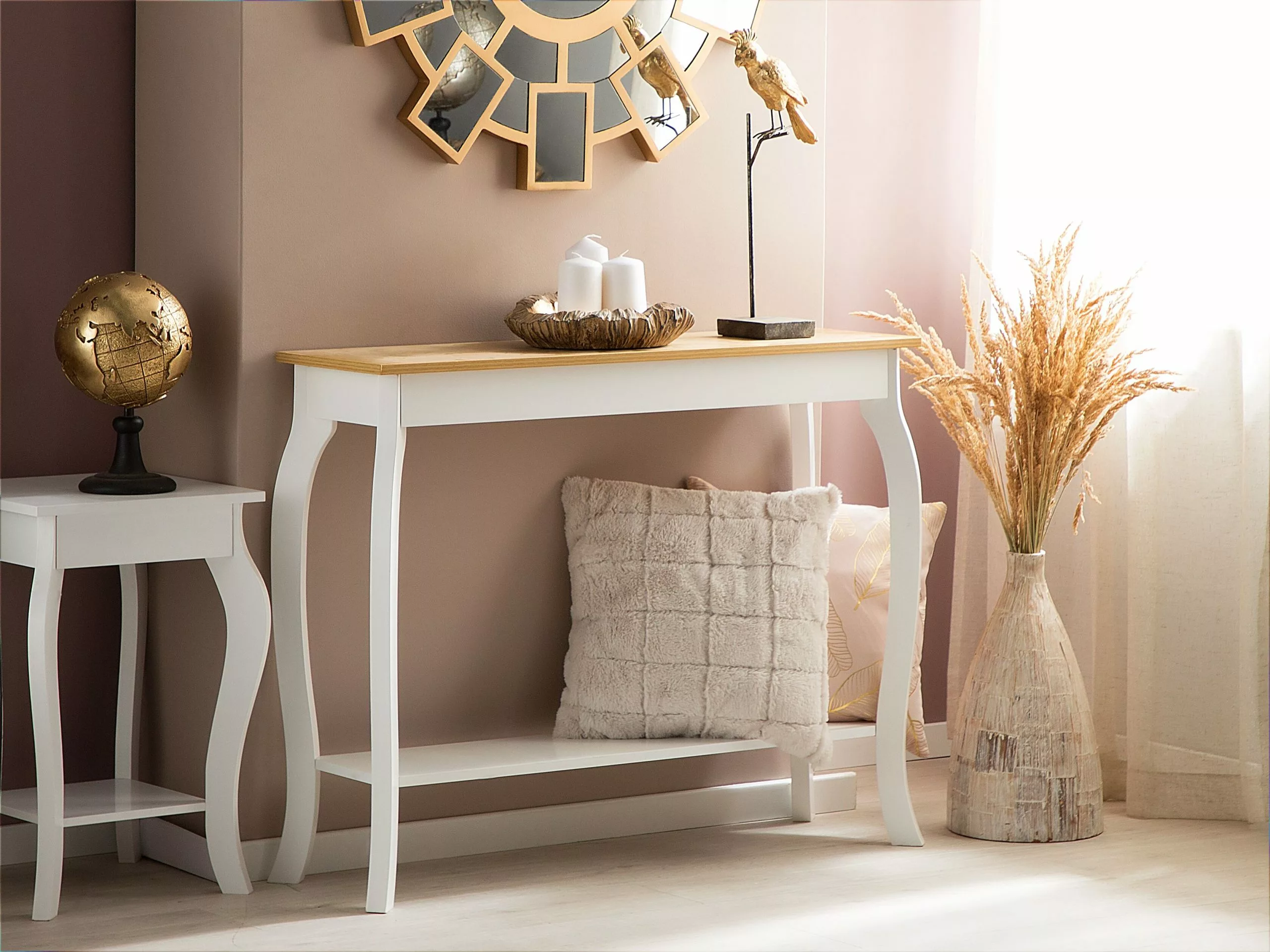 Beliani Konsolipöytä Vaalea Puu/valkoinen HARTFORD 2 Beliani Konsolipöytä Vaalea Puu/valkoinen HARTFORD - Image 2