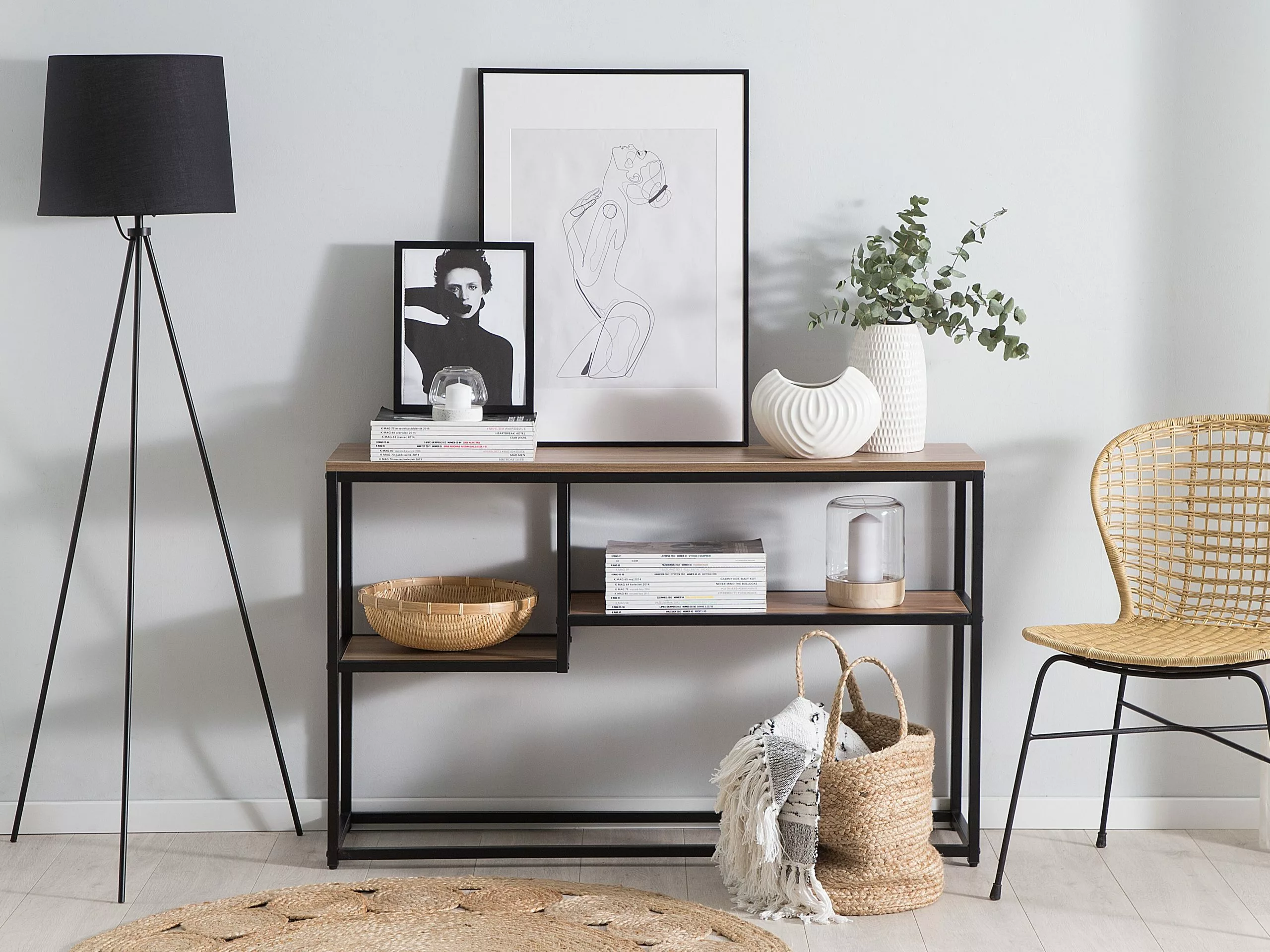 Beliani Konsolipöytä Tumma Puu/musta BELMONT - Image 2