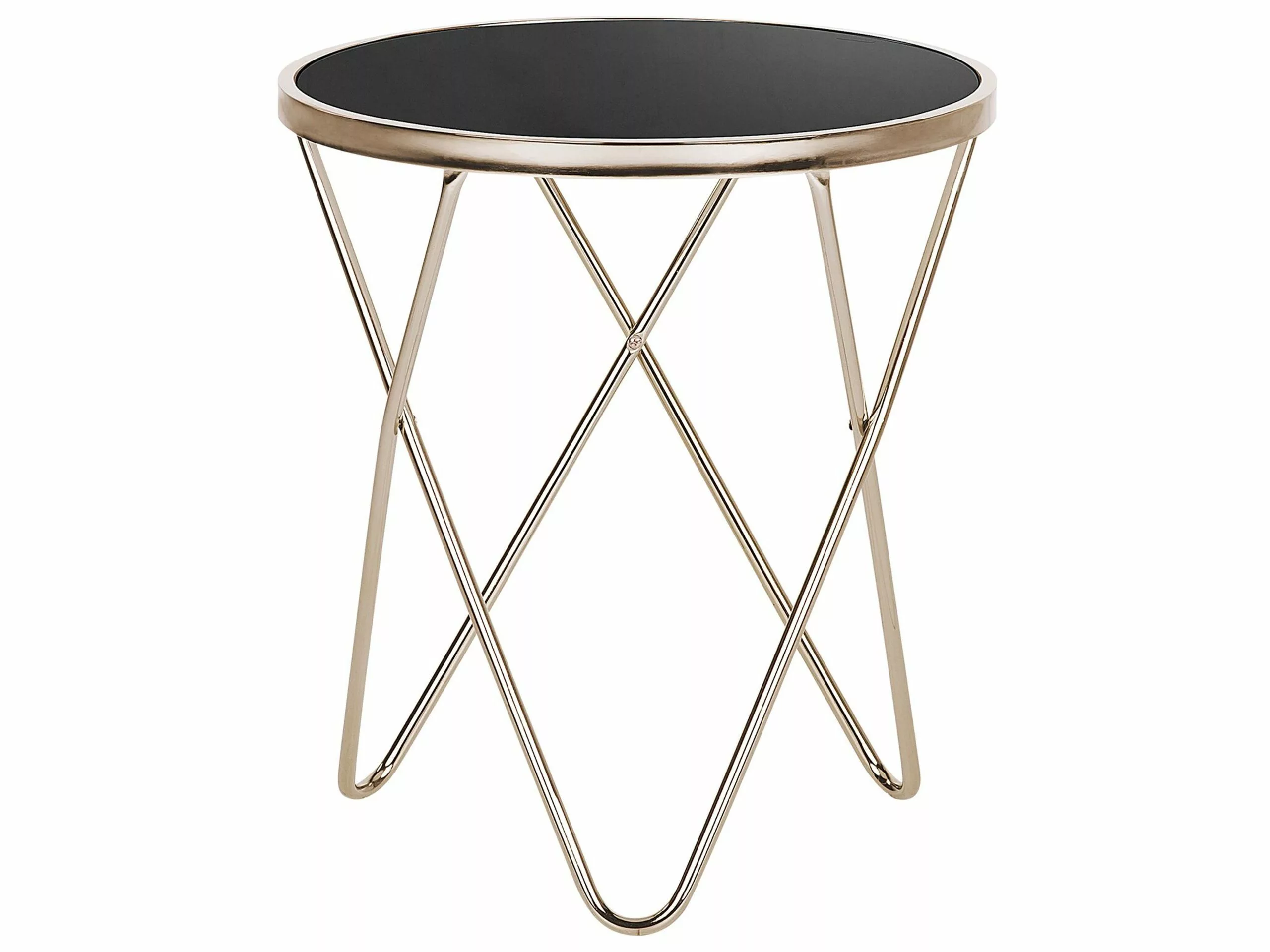 Beliani Sivupöytä Lasitasolla Metalli Musta/kulta MERIDIAN II 1 Beliani Sivupöytä Lasitasolla Metalli Musta/kulta MERIDIAN II
