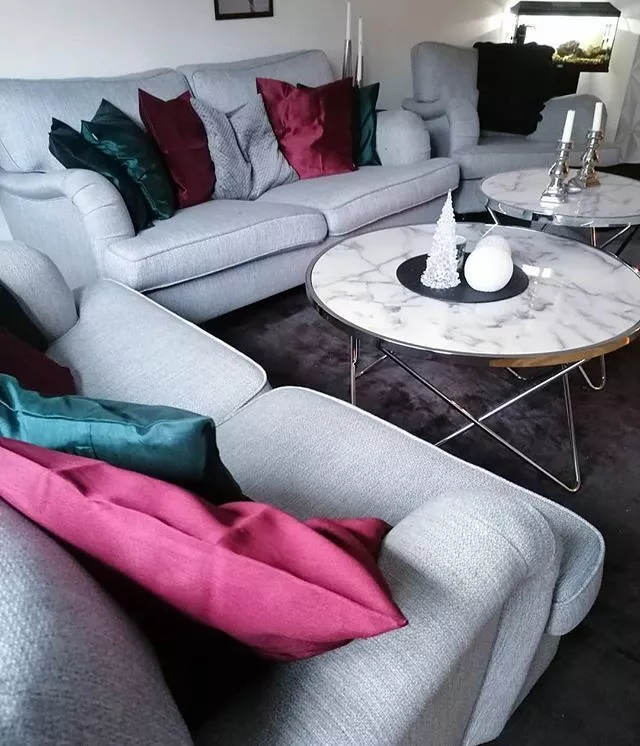 Beliani Sivupöytä Metalli Marmorikuvio Valkoinen/hopea MERIDIAN II - Image 4