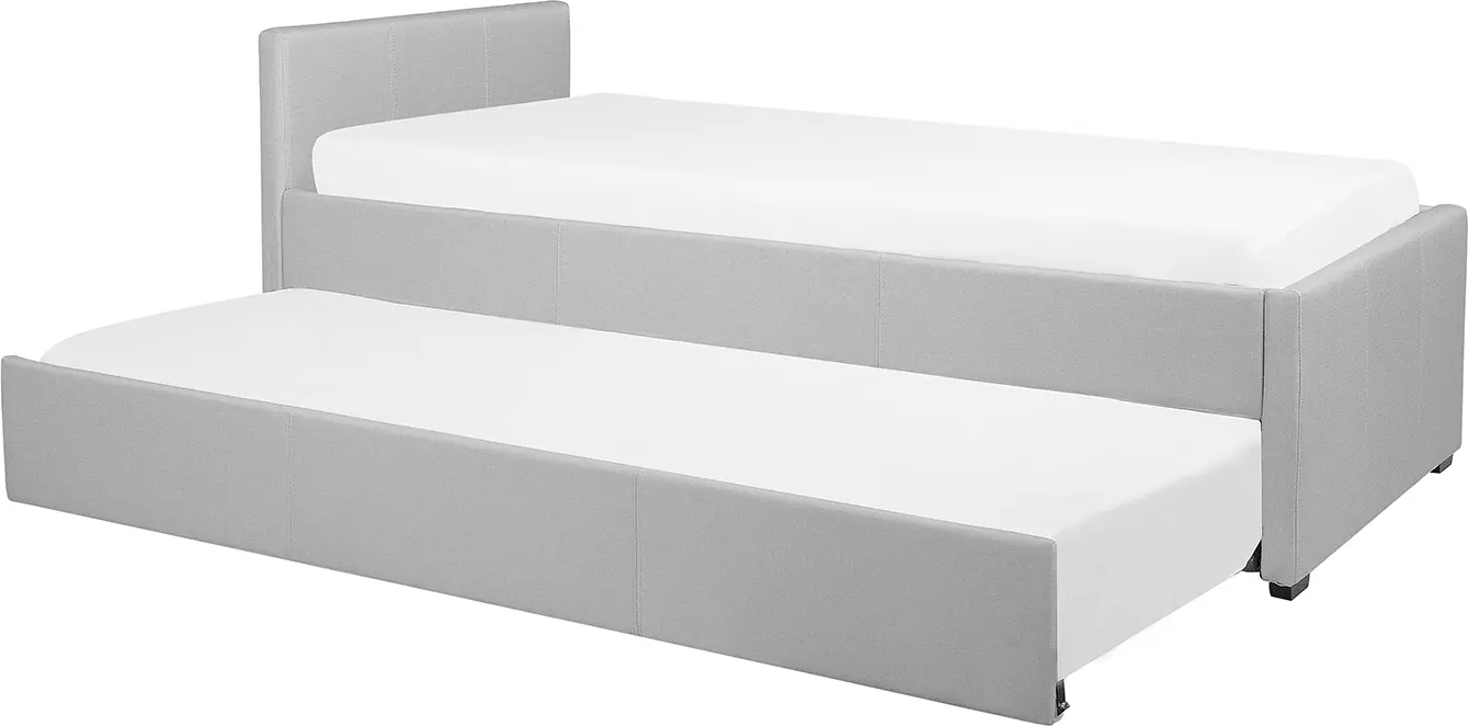 Beliani Sänky Kangas Lisävuode Vaaleanharmaa 90 X 200 Cm MARMANDE - Image 4