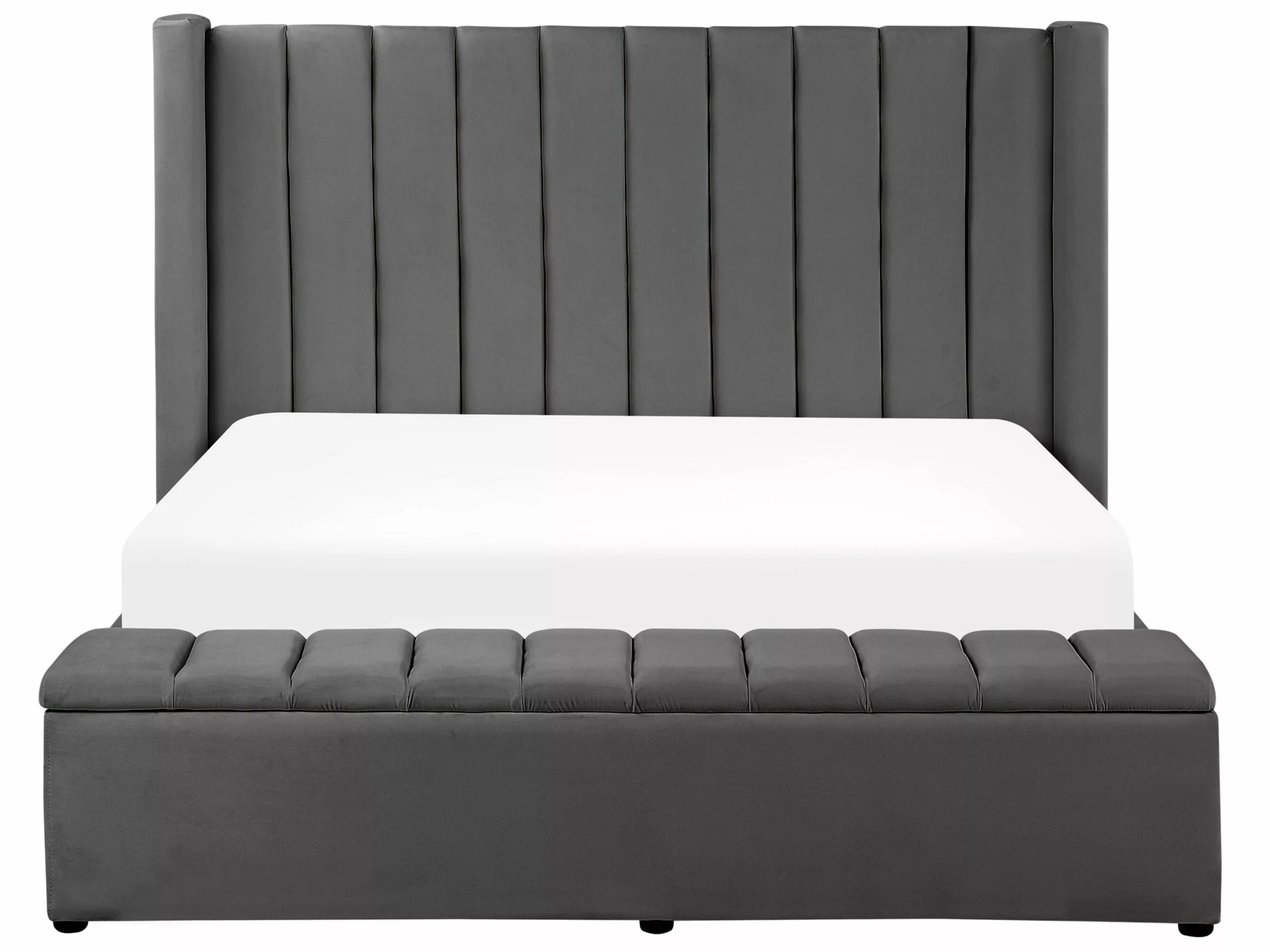 Beliani Sänky Sametti Säilytystila Harmaa NOYERS Useita Kokoja - Image 8