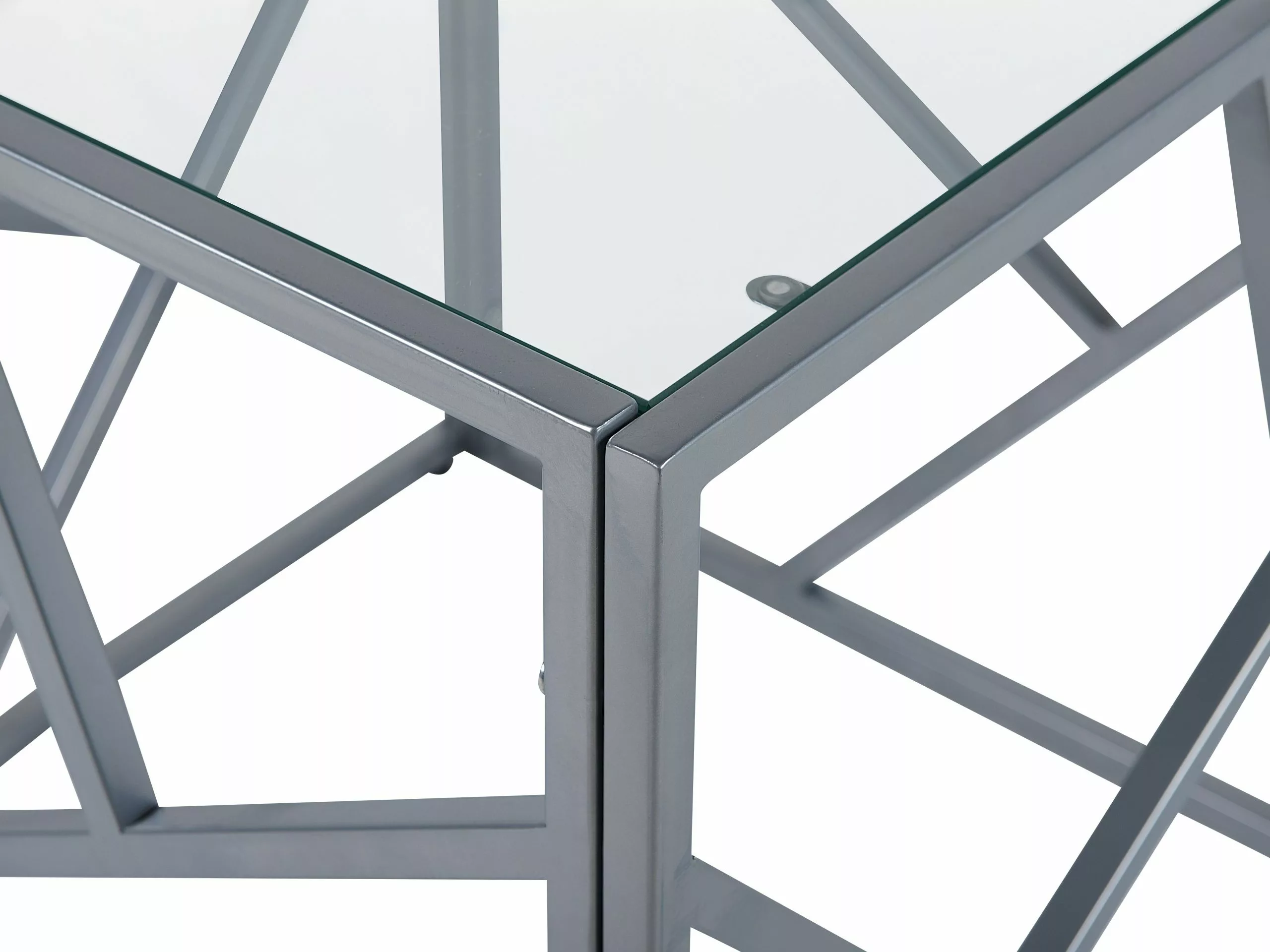 Beliani Sivupöytä Lasitasolla Metalli Hopea ORLAND 4 Beliani Sivupöytä Lasitasolla Metalli Hopea ORLAND - Image 4