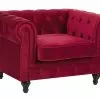 Beliani Tummanpunainen Samettiverhoiltu Nojatuoli CHESTERFIELD