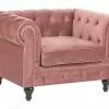 Beliani Vaaleanpunainen Samettiverhoiltu Nojatuoli CHESTERFIELD