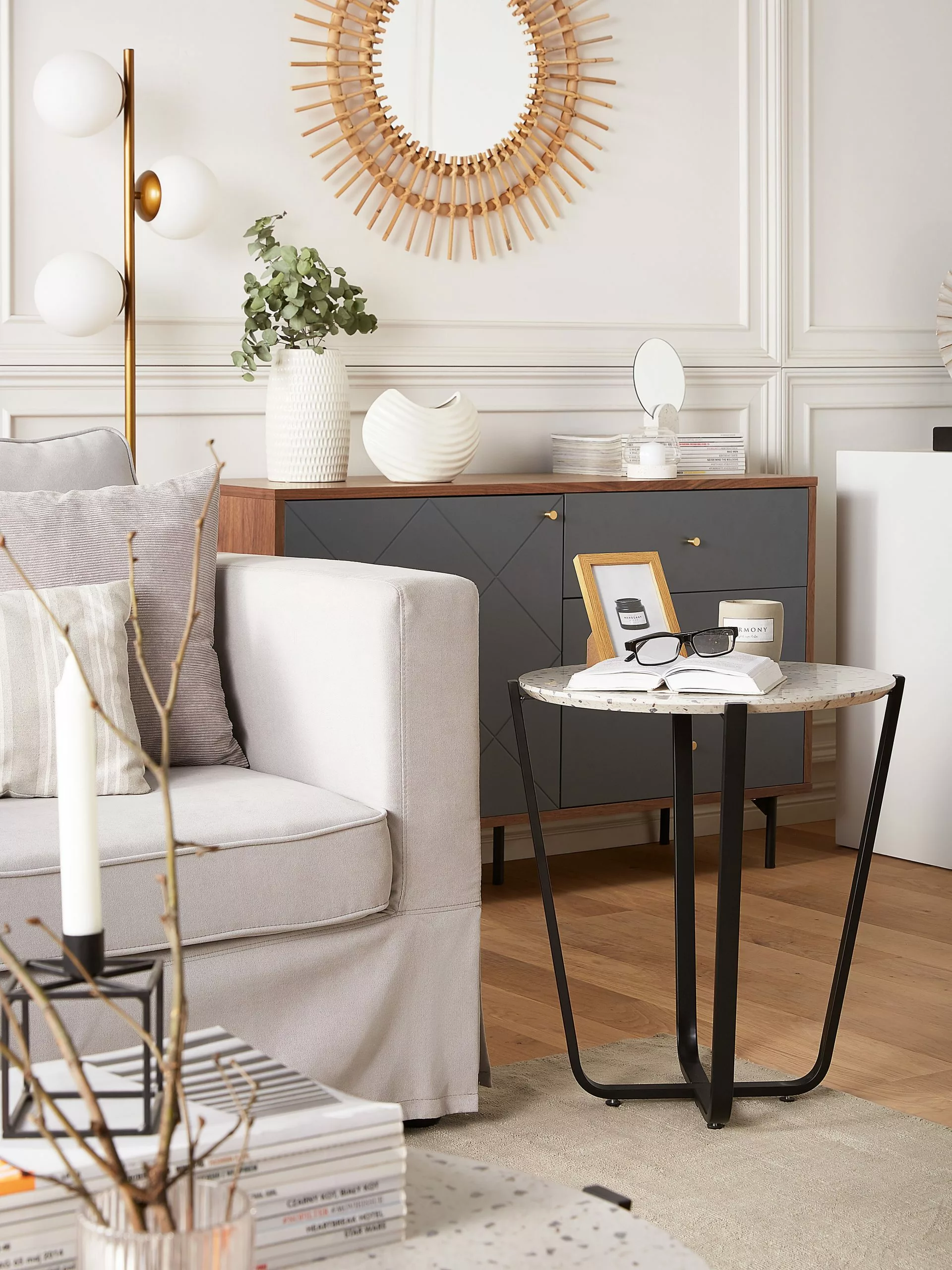 Beliani Sivupöytä Valkoinen/musta VALERA - Image 3