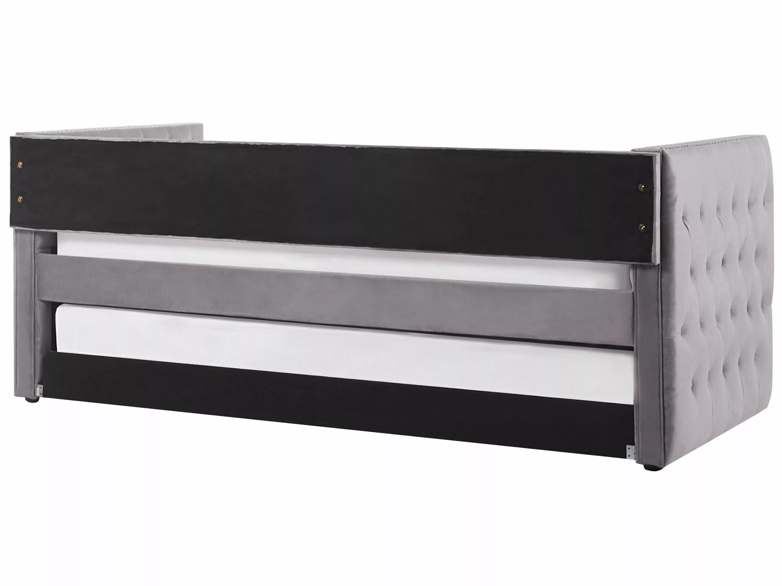 Beliani Sänky Sametti Lisävuode Harmaa 90 X 200 Cm GASSIN - Image 7