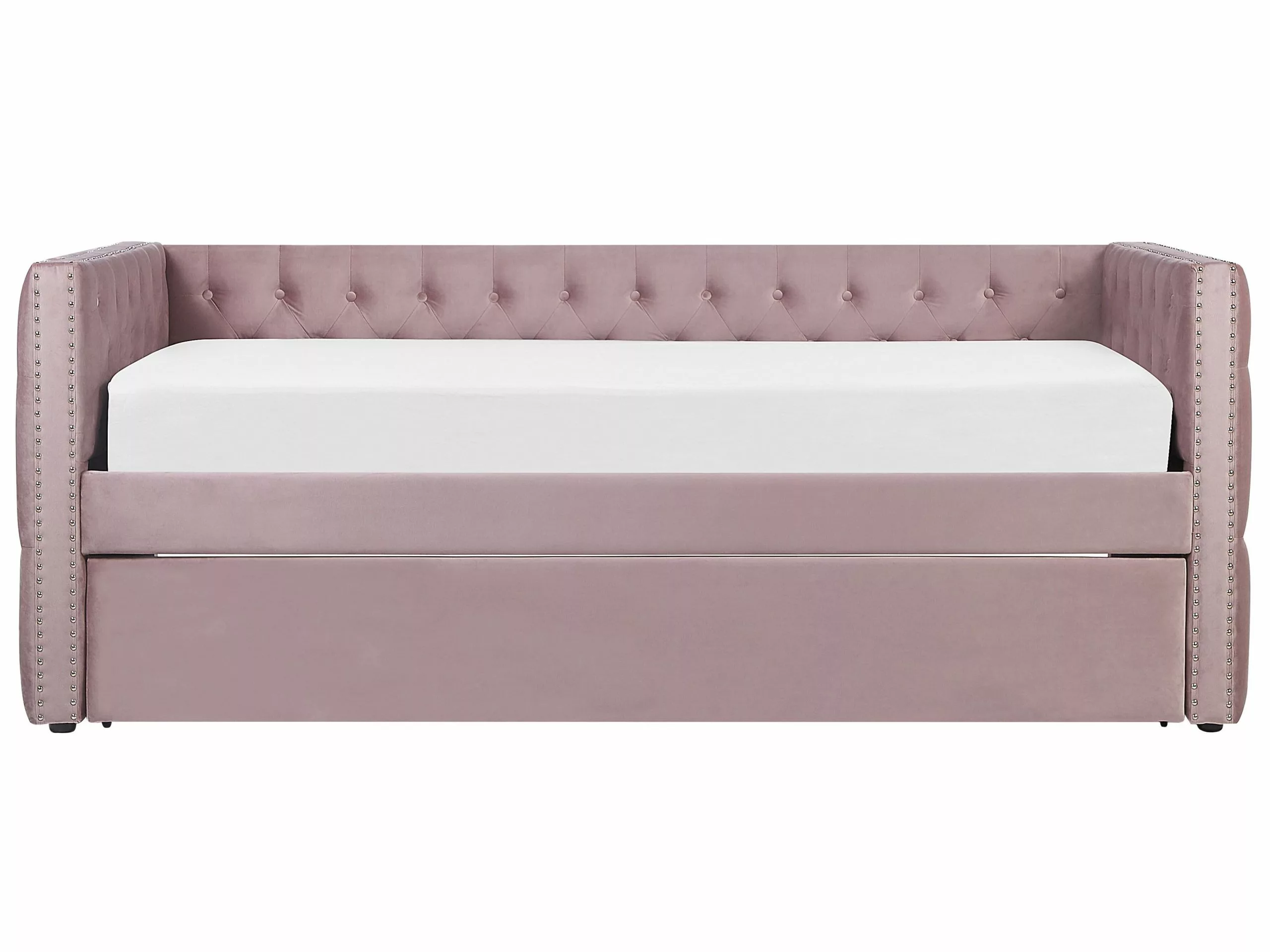 Beliani Sänky Sametti Lisävuode Vaaleanpunainen 90 X 200 Cm GASSIN 9 Beliani Sänky Sametti Lisävuode Vaaleanpunainen 90 X 200 Cm GASSIN - Image 9