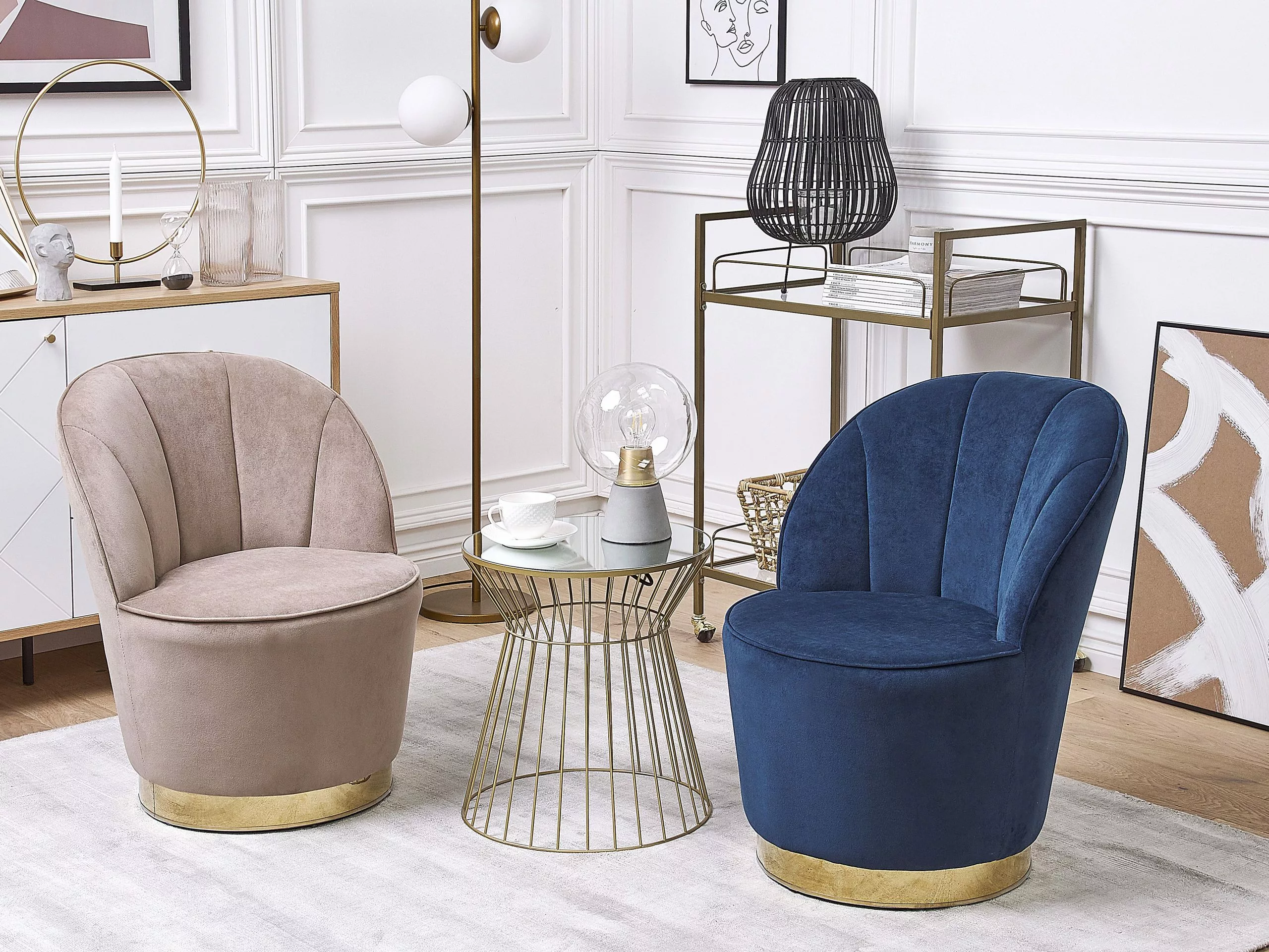 Beliani Nojatuoli Sininen Sametti ALBY - Image 2