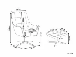 Beliani Nojatuoli Ja Rahi Samettinen Harmaa MOLLE -Käsinojalliset tuolit Winkel undef src sa picid 780900 type whitesh image