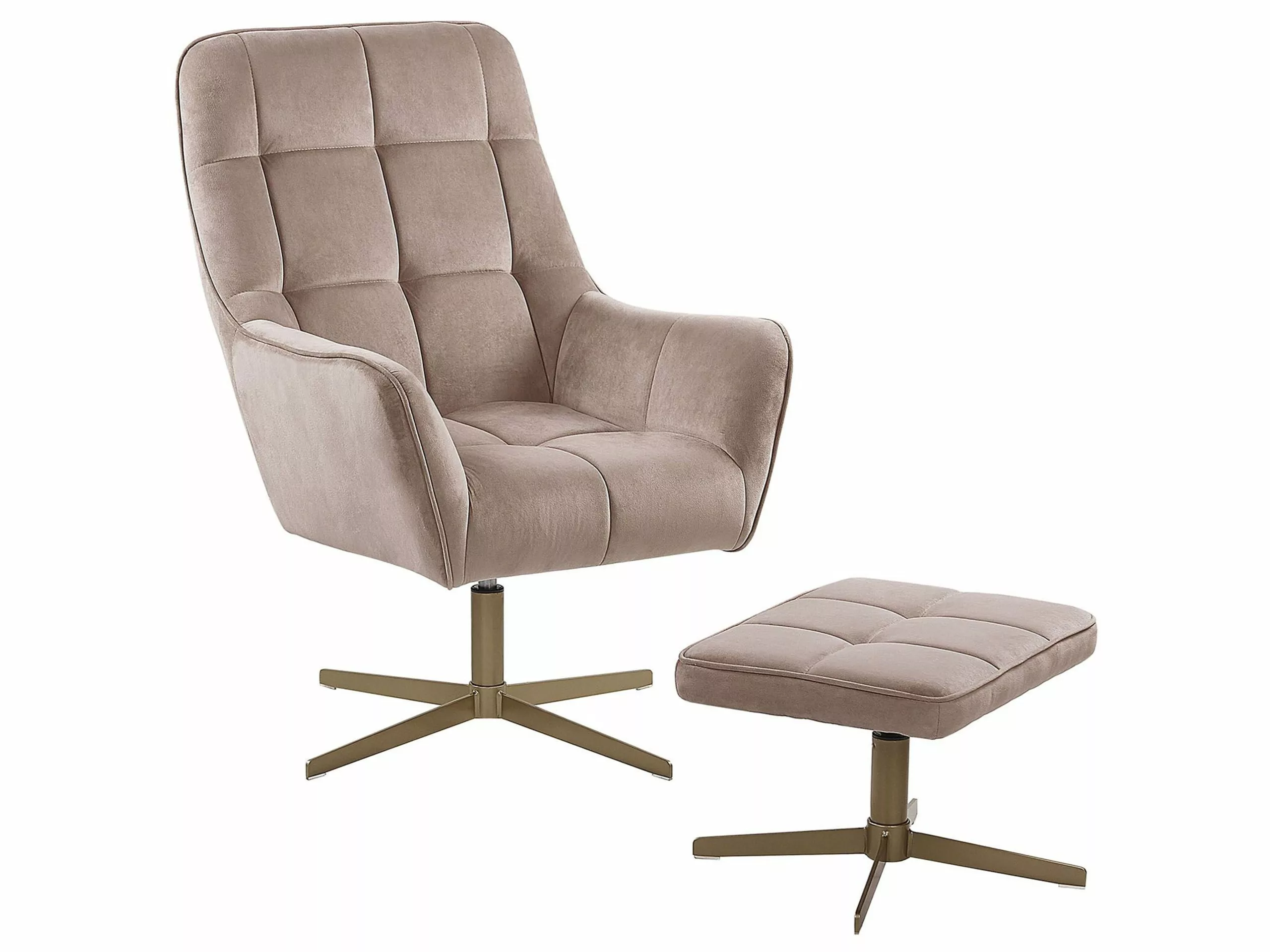 Beliani Nojatuoli Ja Rahi Samettinen Beige MOLLE