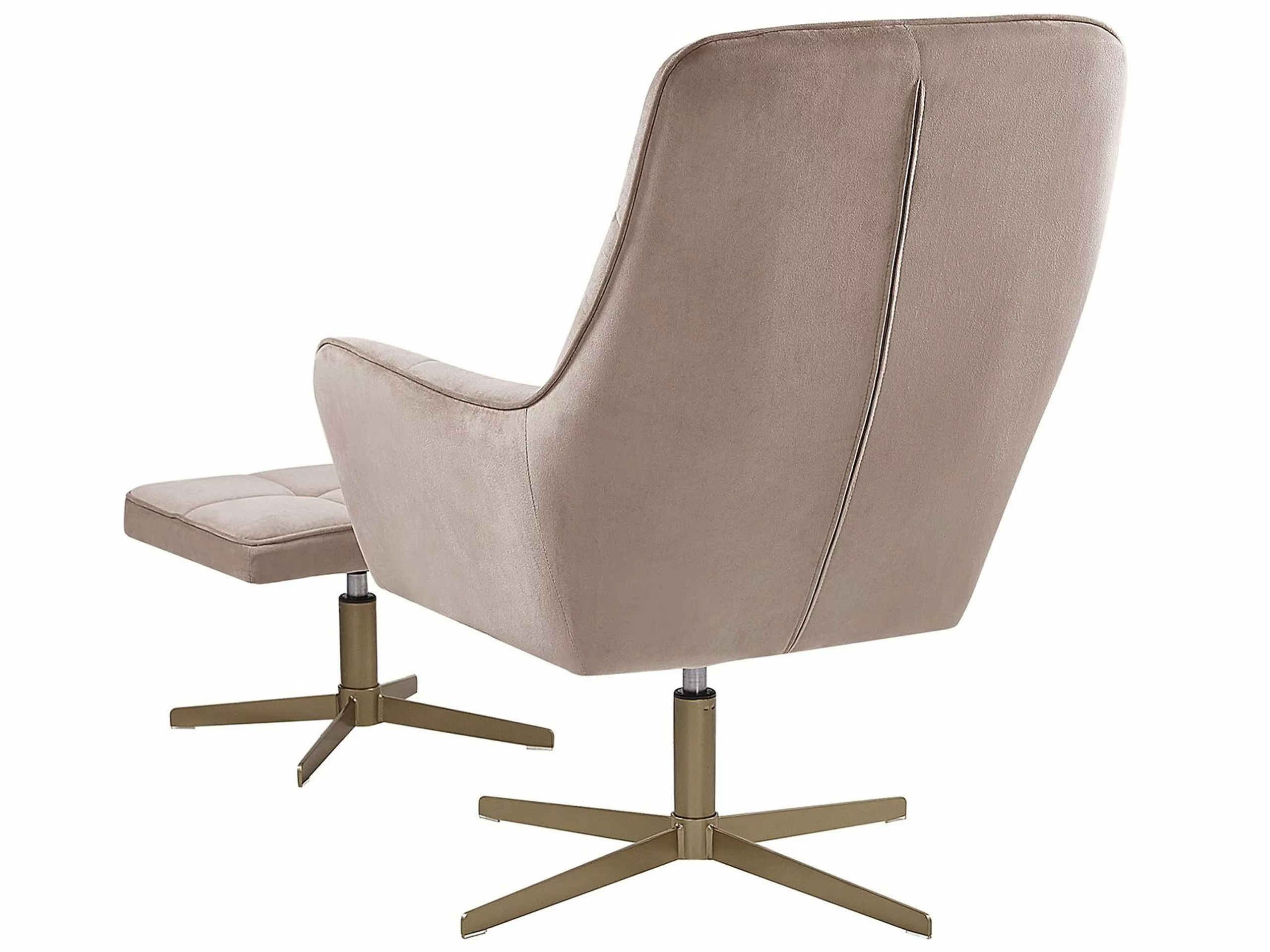 Beliani Nojatuoli Ja Rahi Samettinen Beige MOLLE - Image 4