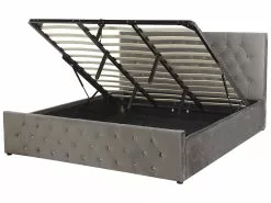 Beliani Sänky Sametti Säilytystila Harmaa AMIENS Useita Kokoja