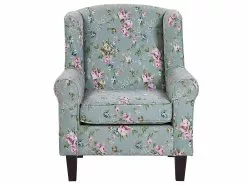 Beliani Nojatuoli Ja Rahi Kukkakuvioinen Vihreä HAMAR -Käsinojalliset tuolit Winkel undef src sa picid 794163 type whitesh image 1