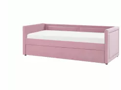 Beliani Sänky Sametti Lisävuode Vaaleanpunainen 90 X 200 Cm MIMIZAN -Käsinojalliset tuolit Winkel undef src sa picid 798337 type whitesh image