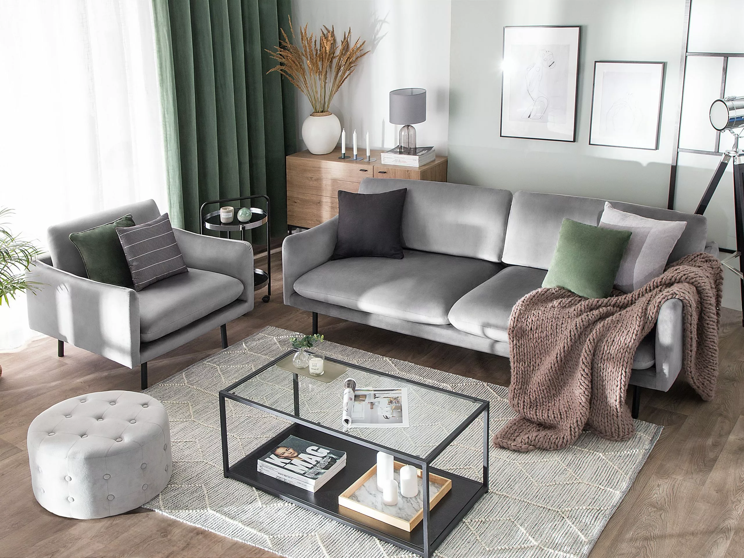 Beliani Nojatuoli Samettinen Harmaa VINTERBRO 8 Beliani Nojatuoli Samettinen Harmaa VINTERBRO - Image 8