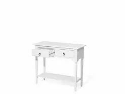 Beliani Konsolipöytä 2 Laatikkoa Valkoinen LOWELL -Käsinojalliset tuolit Winkel undef src sa picid 799407 type whitesh image