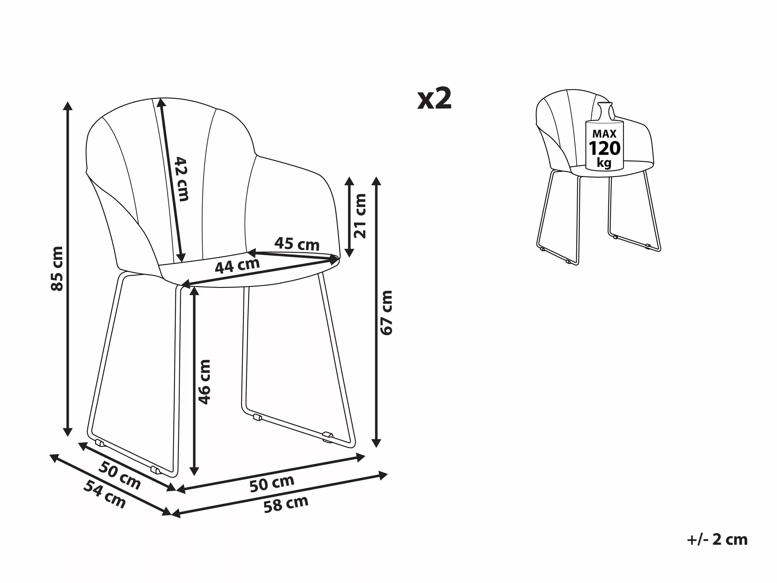 Beliani Tuoli Muovi Keltainen 2 Kpl SYLVA - Image 9